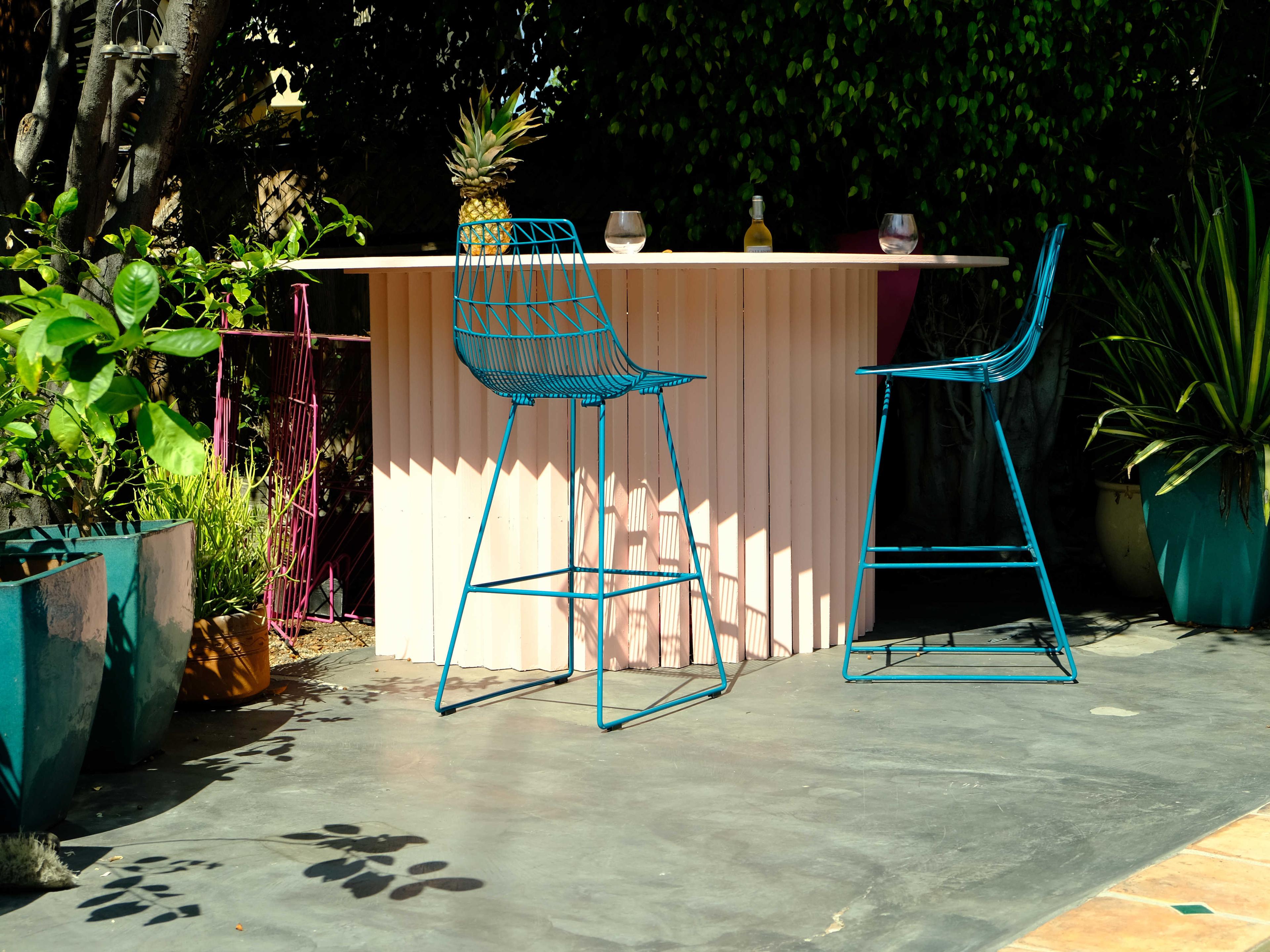 Bend Goods Outdoor Lucy Galvanized Iron Peacock Bar Stool