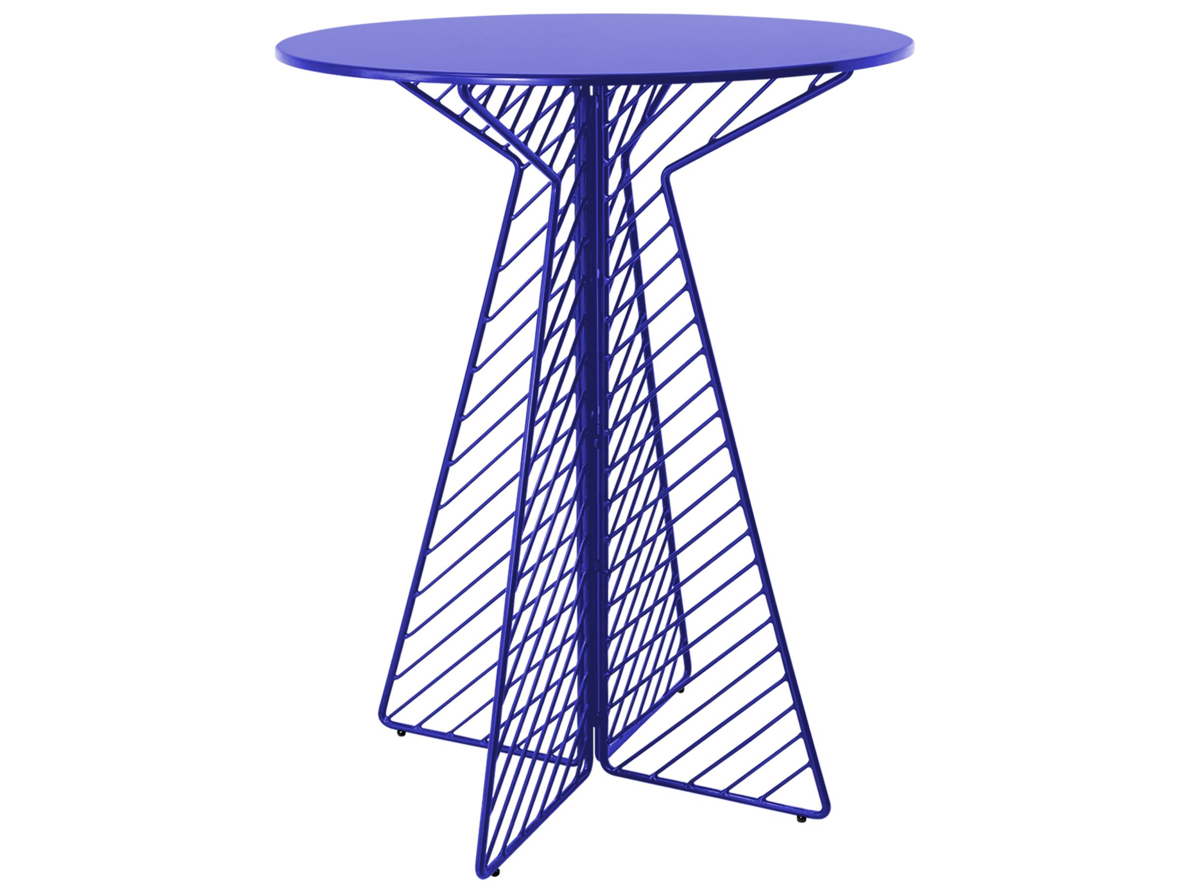 Bend Goods Outdoor Cafe Galvanized Iron Electric Blue Round Bar Table
