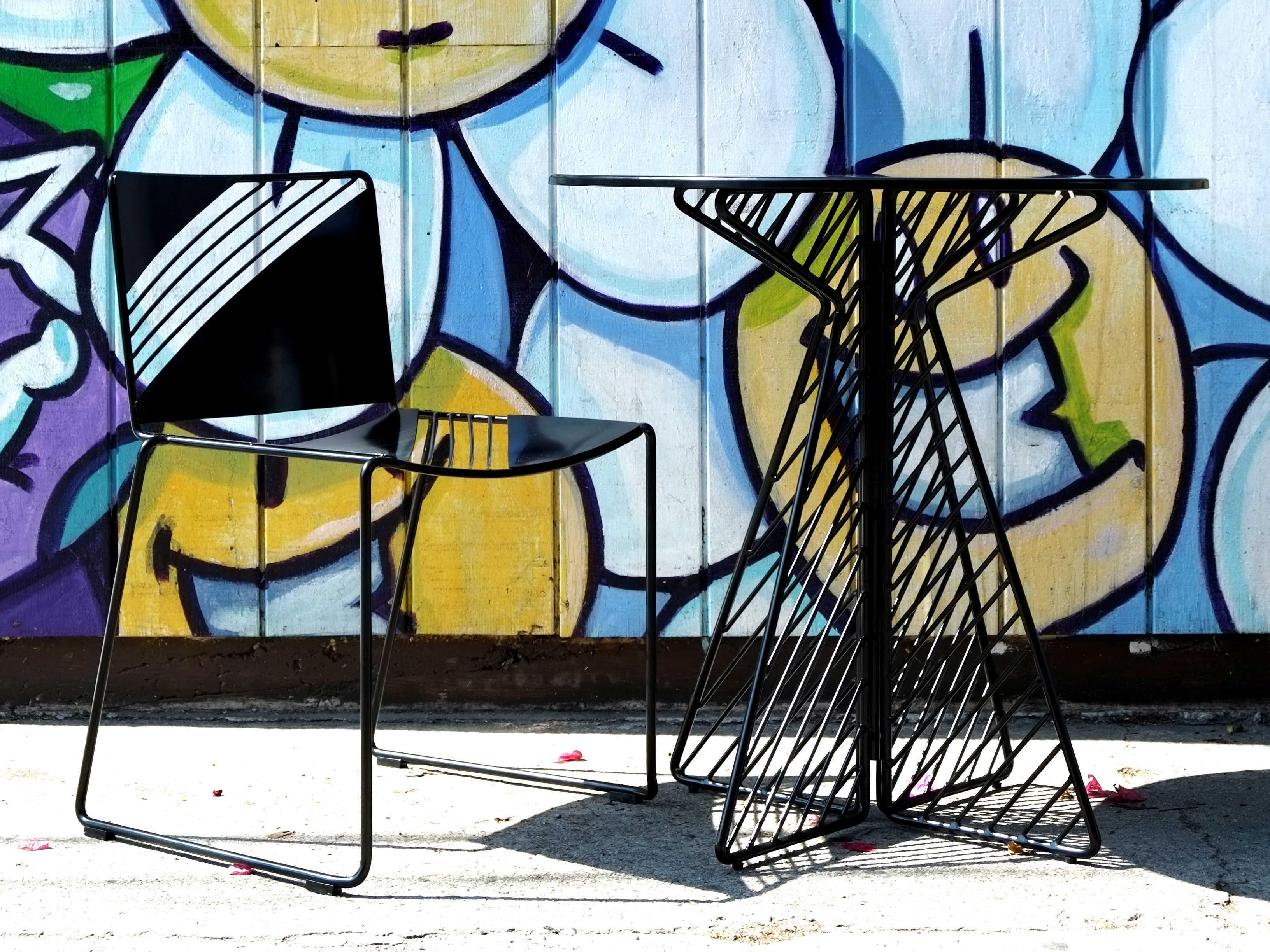 Bend Goods Outdoor Cafe Galvanized Iron Black Round Bistro Table