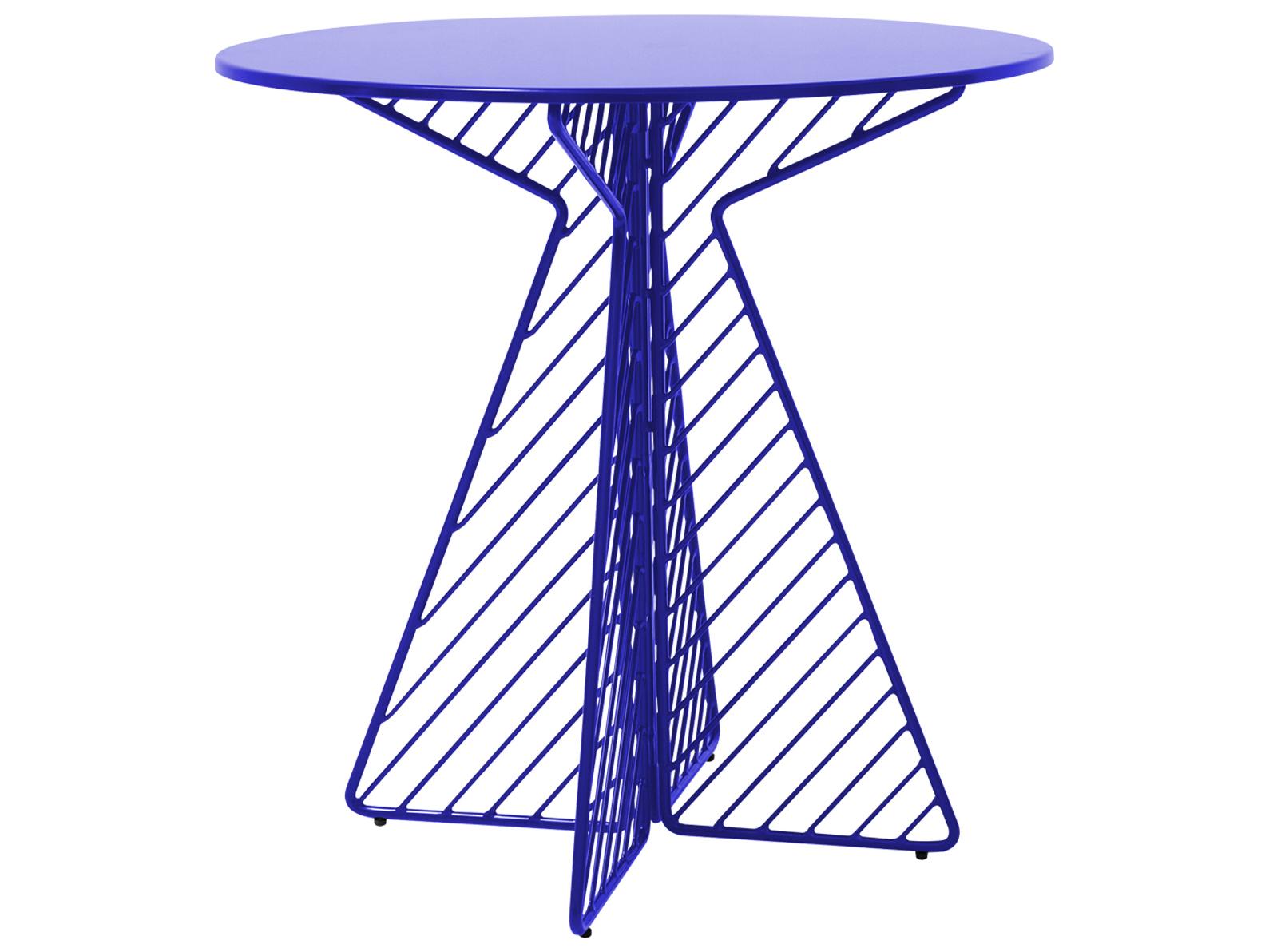 Bend Goods Outdoor Cafe Galvanized Iron Electric Blue Round Bistro Table