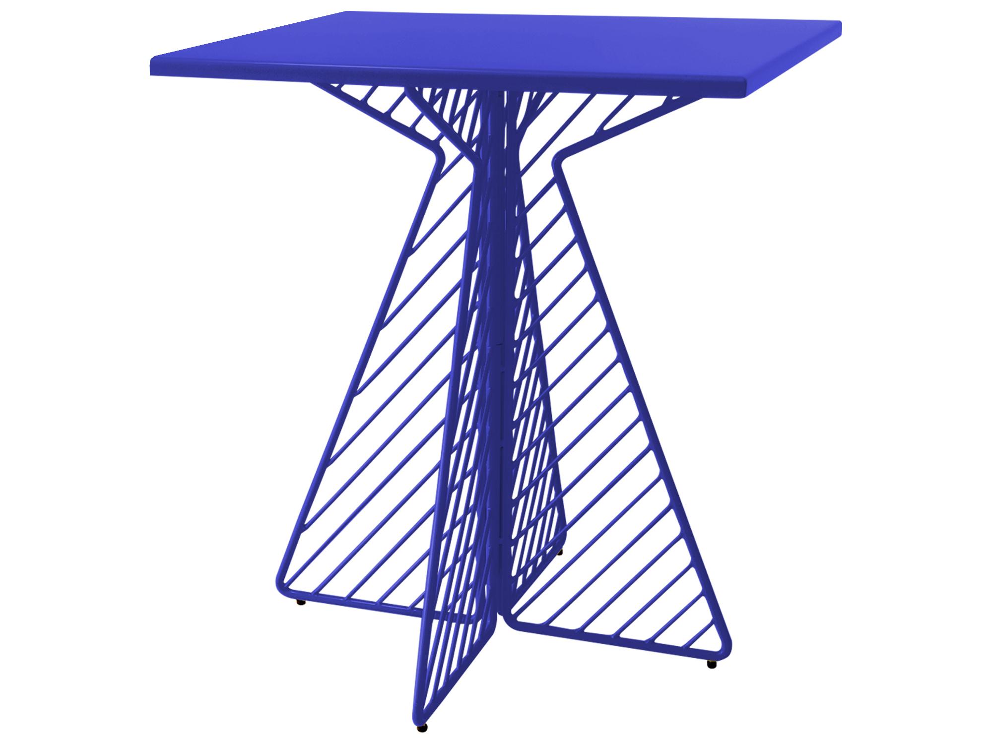 Bend Goods Outdoor Cafe Galvanized Iron Electric Blue Square Dining Table