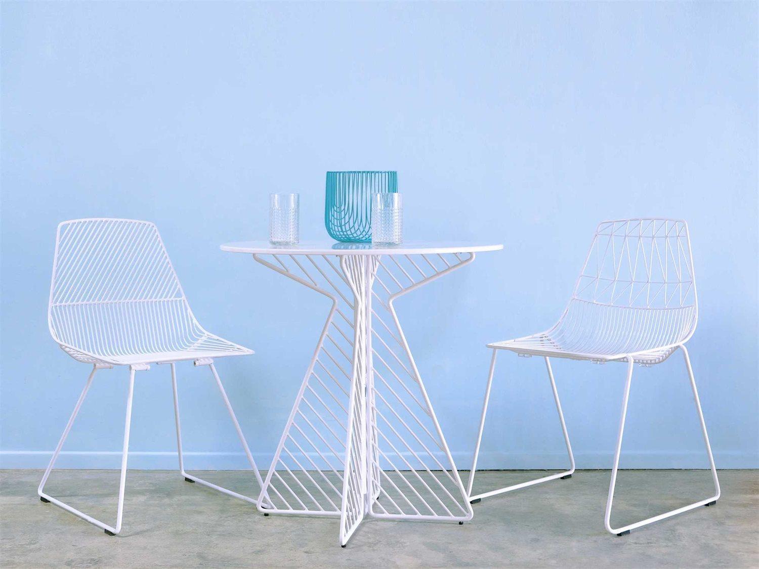 Bend Goods Outdoor Cafe Galvanized Iron White Round Dining Table