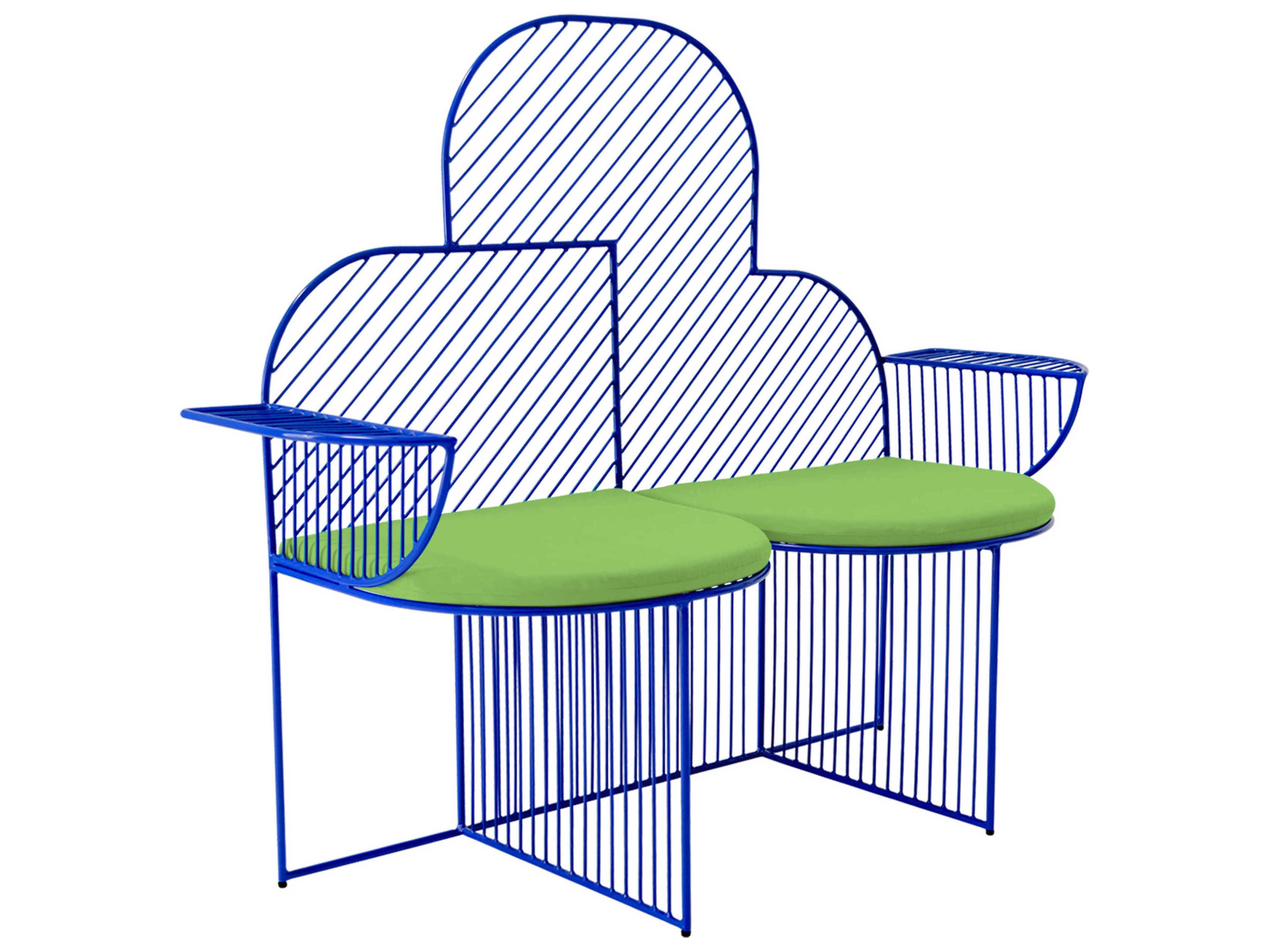 Bend Goods Outdoor Cloud Galvanized Iron Blue Bench