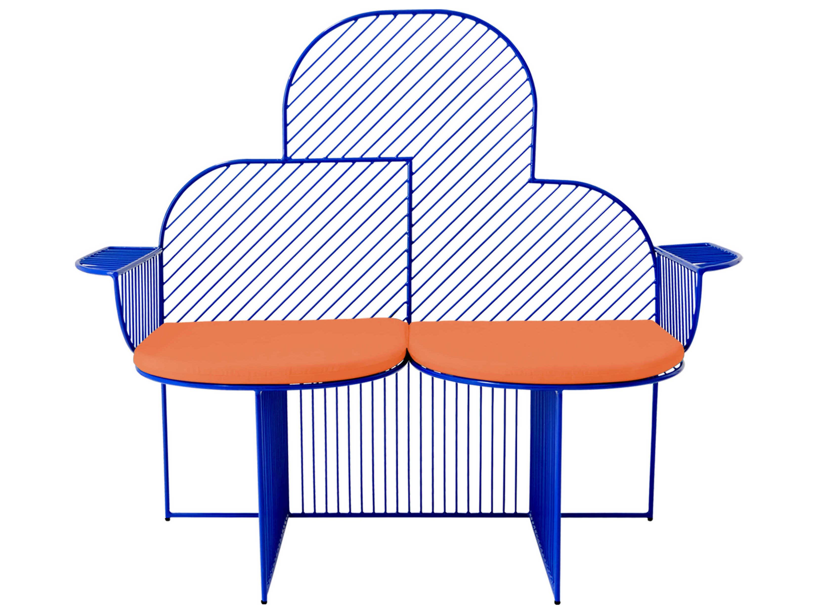 Bend Goods Outdoor Cloud Galvanized Iron Blue Bench