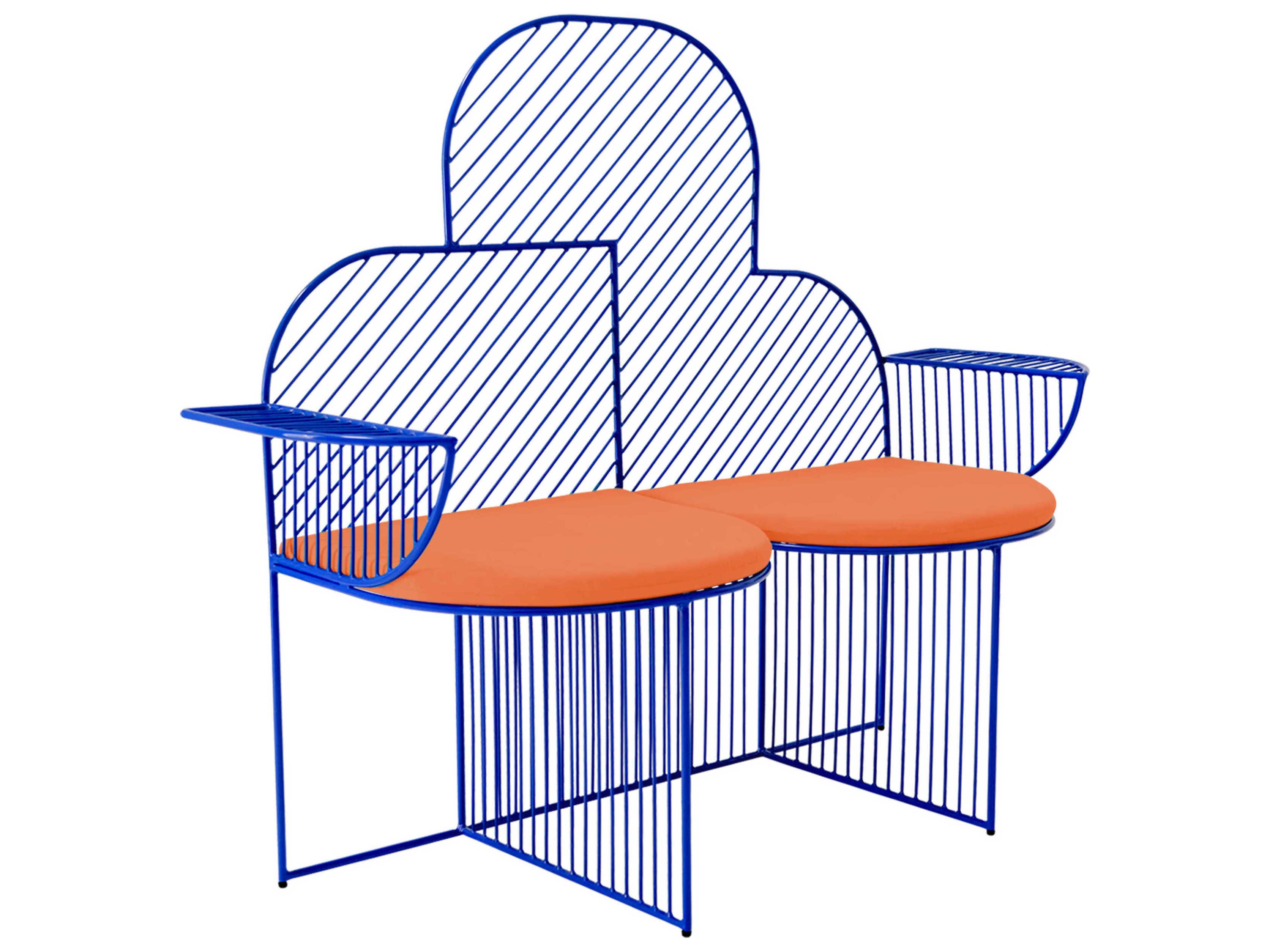 Bend Goods Outdoor Cloud Galvanized Iron Blue Bench