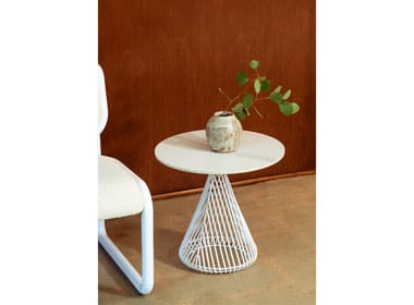 Bend Goods Outdoor Cono Galvanized Iron White 12.5" Round Table Tray