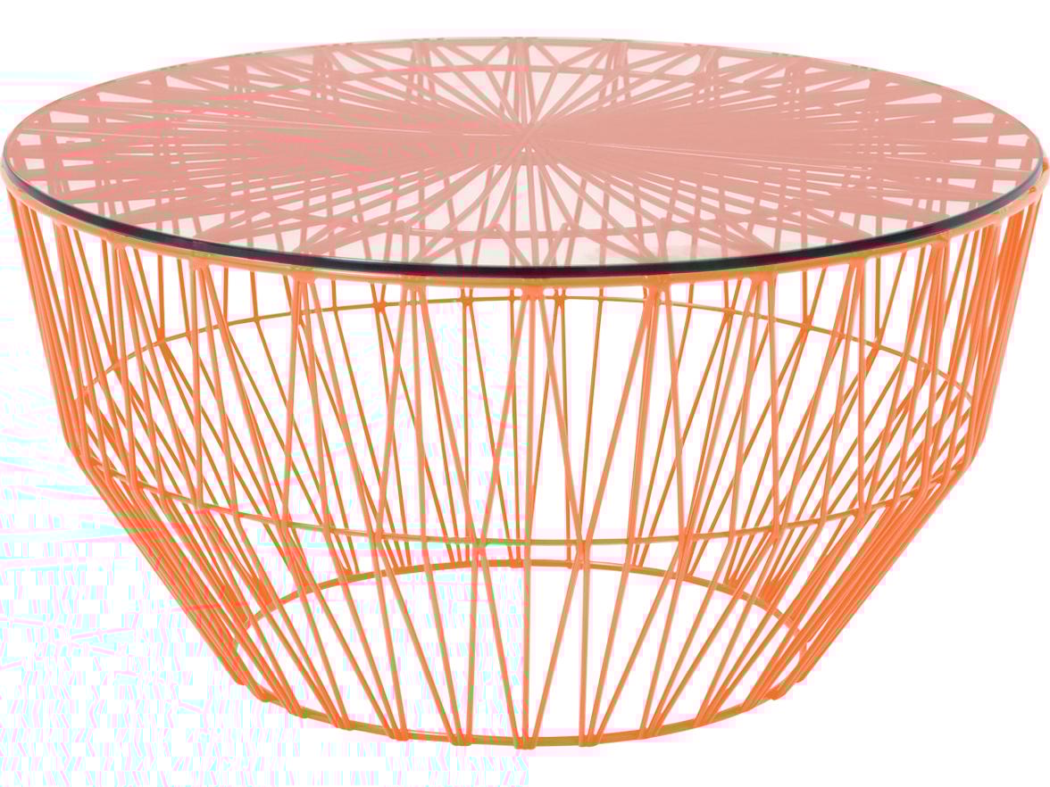 Bend Goods Outdoor Drum Galvanized Iron Orange Round End Table