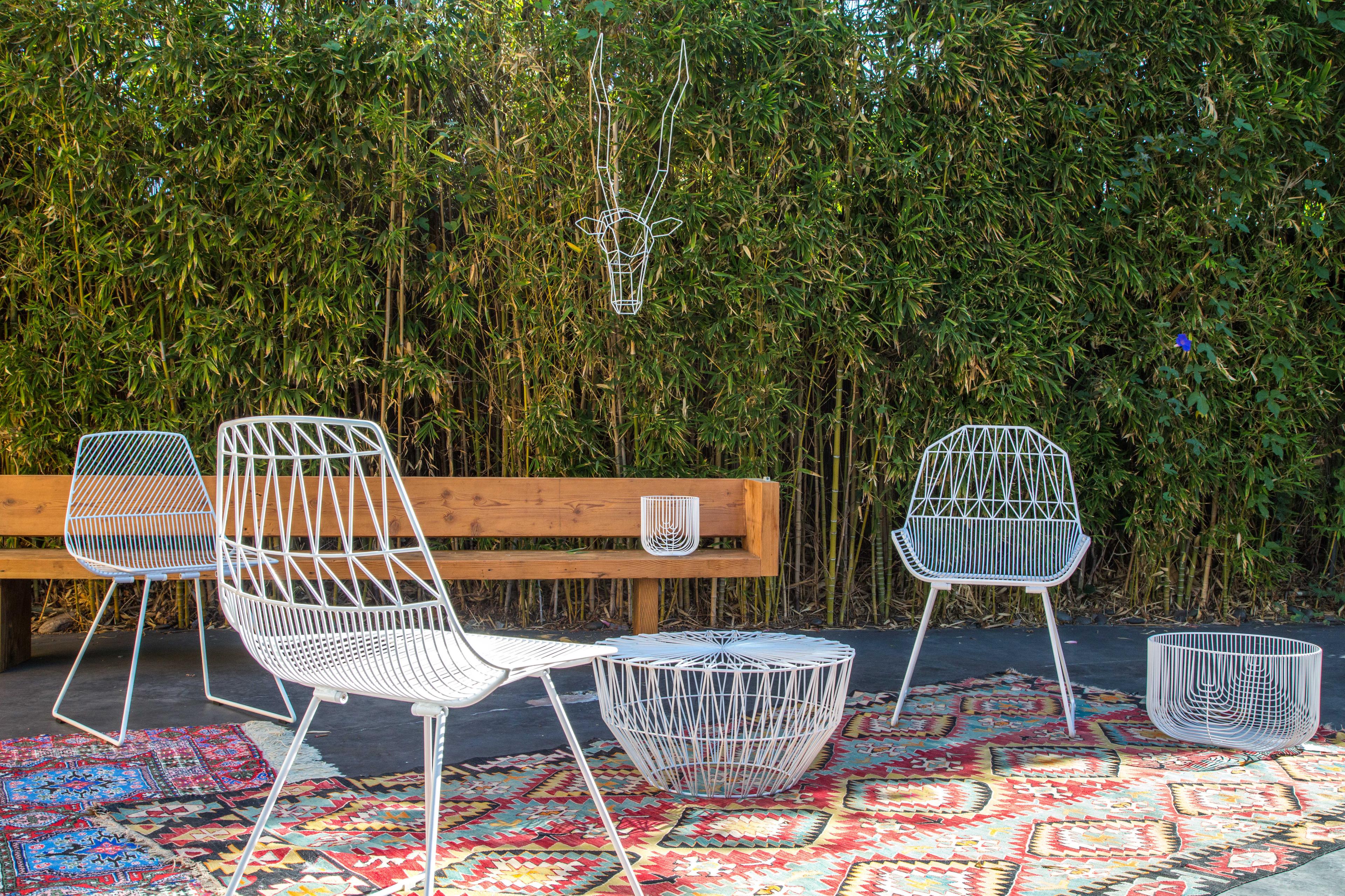 Bend Goods Outdoor Drum Galvanized Iron White Round End Table