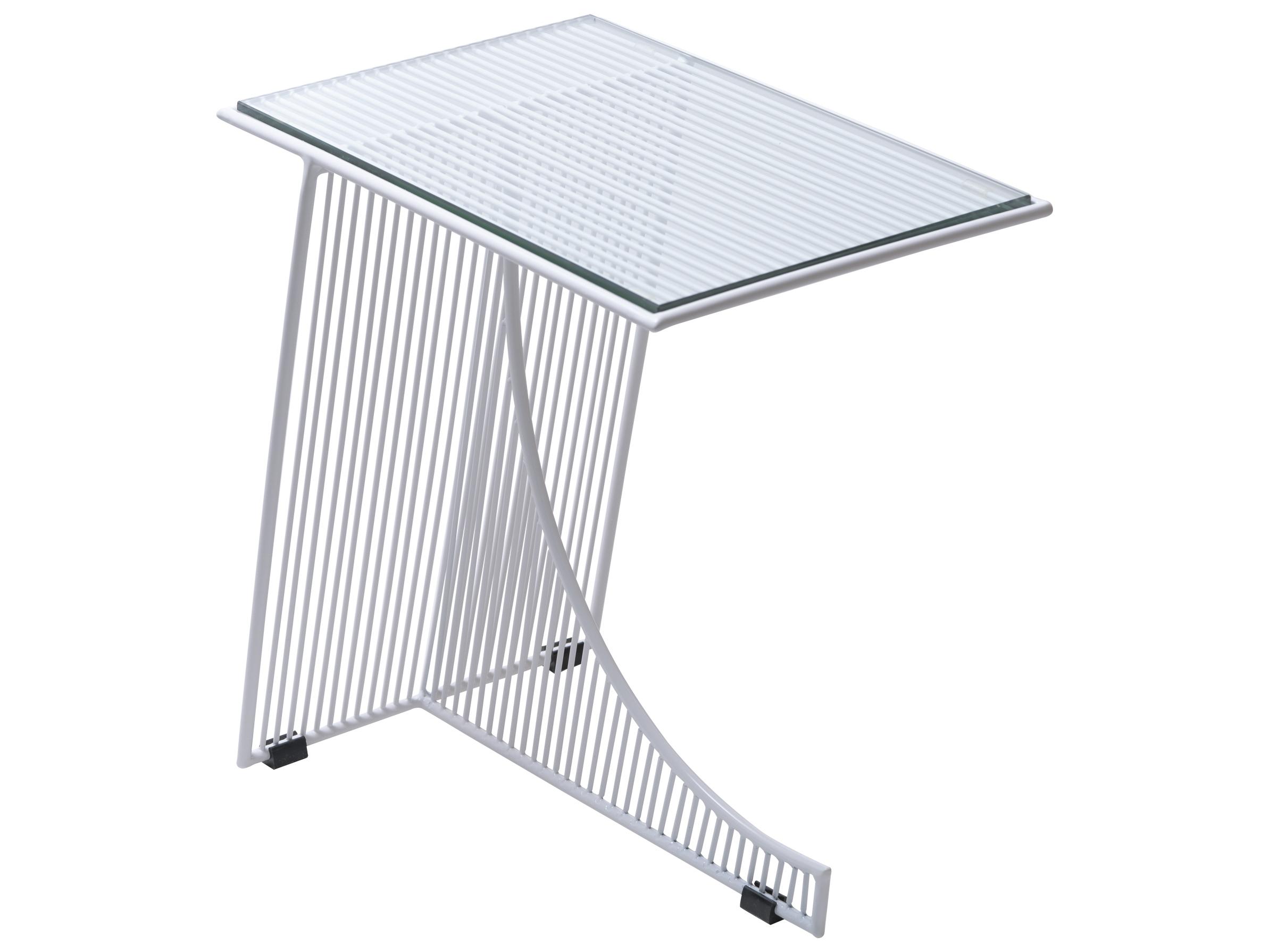 Bend Goods Outdoor Eclipse Galvanized Iron White Rectangular End Table