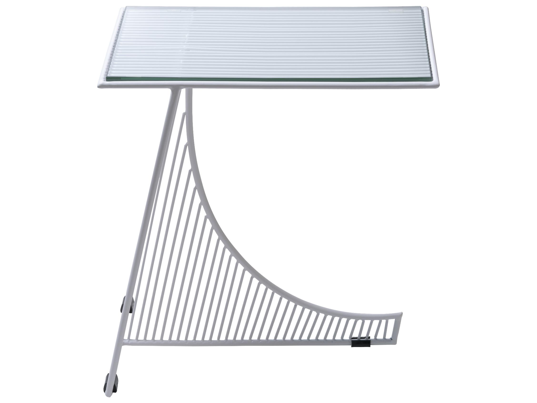 Bend Goods Outdoor Eclipse Galvanized Iron White Rectangular End Table