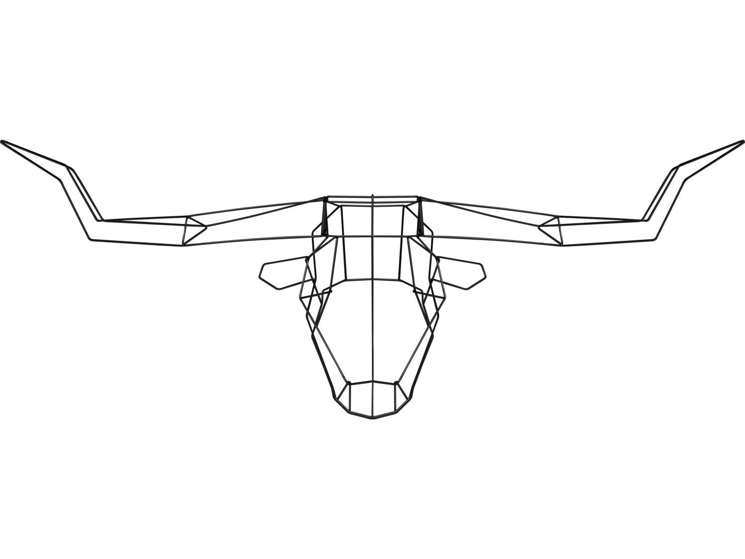 Bend Goods Outdoor Galvanized Iron Black Long Horn Wall Decor