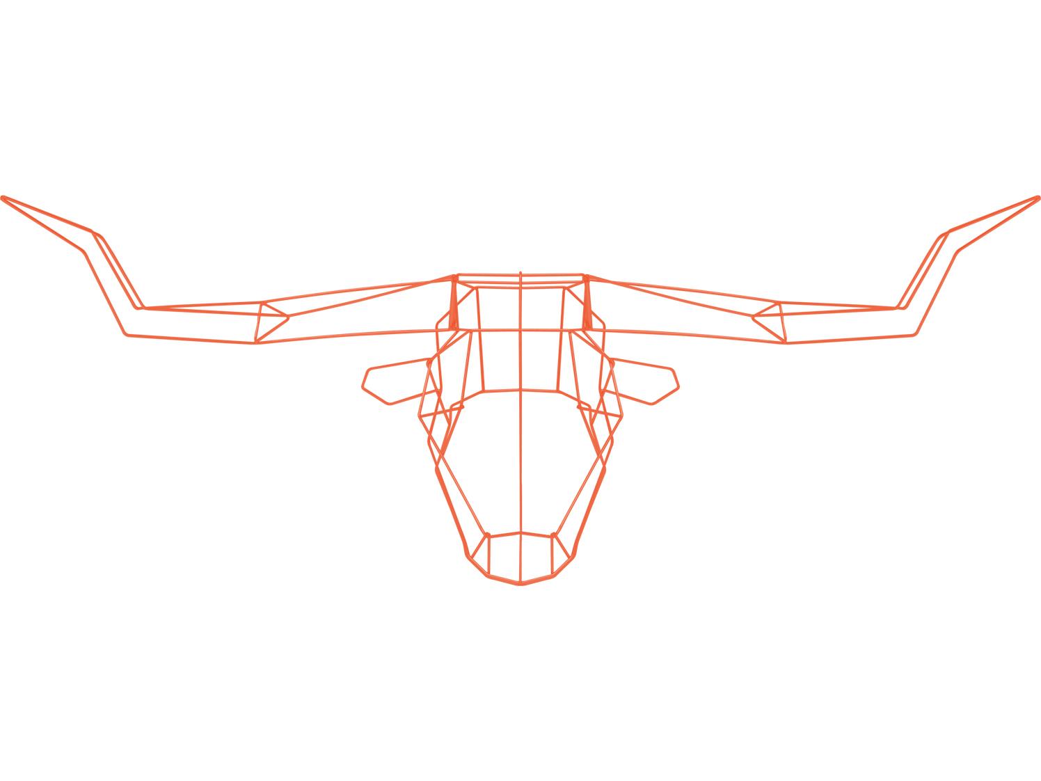 Bend Goods Outdoor Galvanized Iron Orange Long Horn Wall Decor