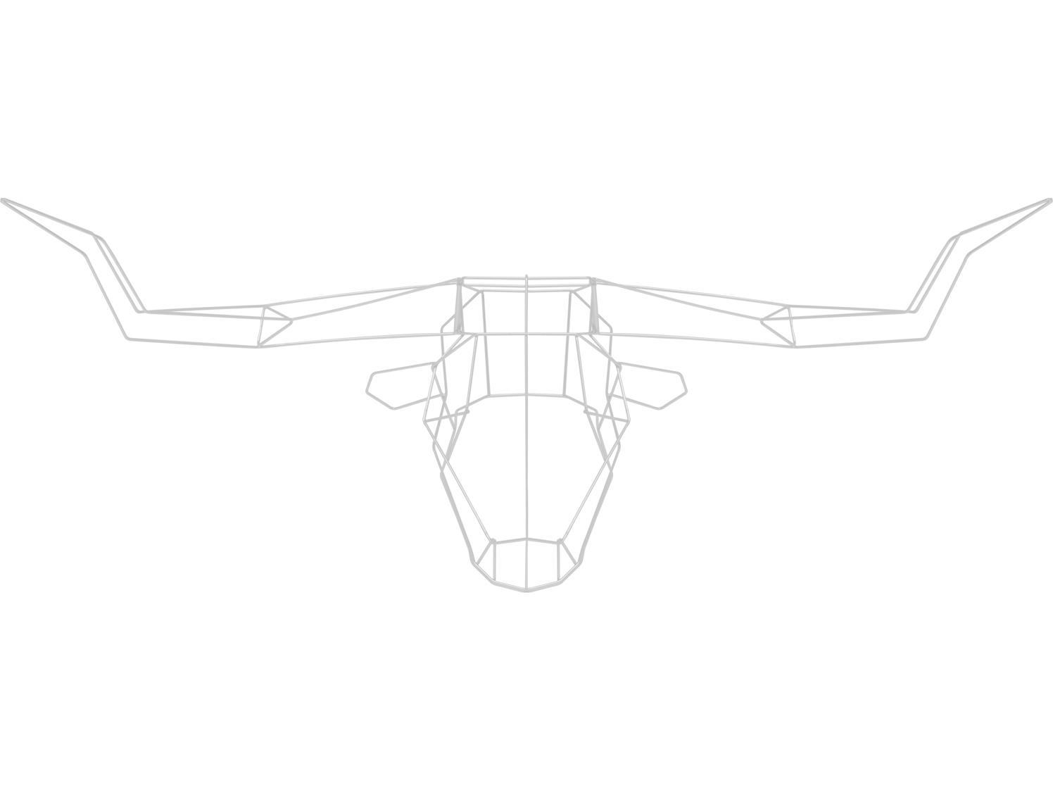 Bend Goods Outdoor Galvanized Iron White Long Horn Wall Decor