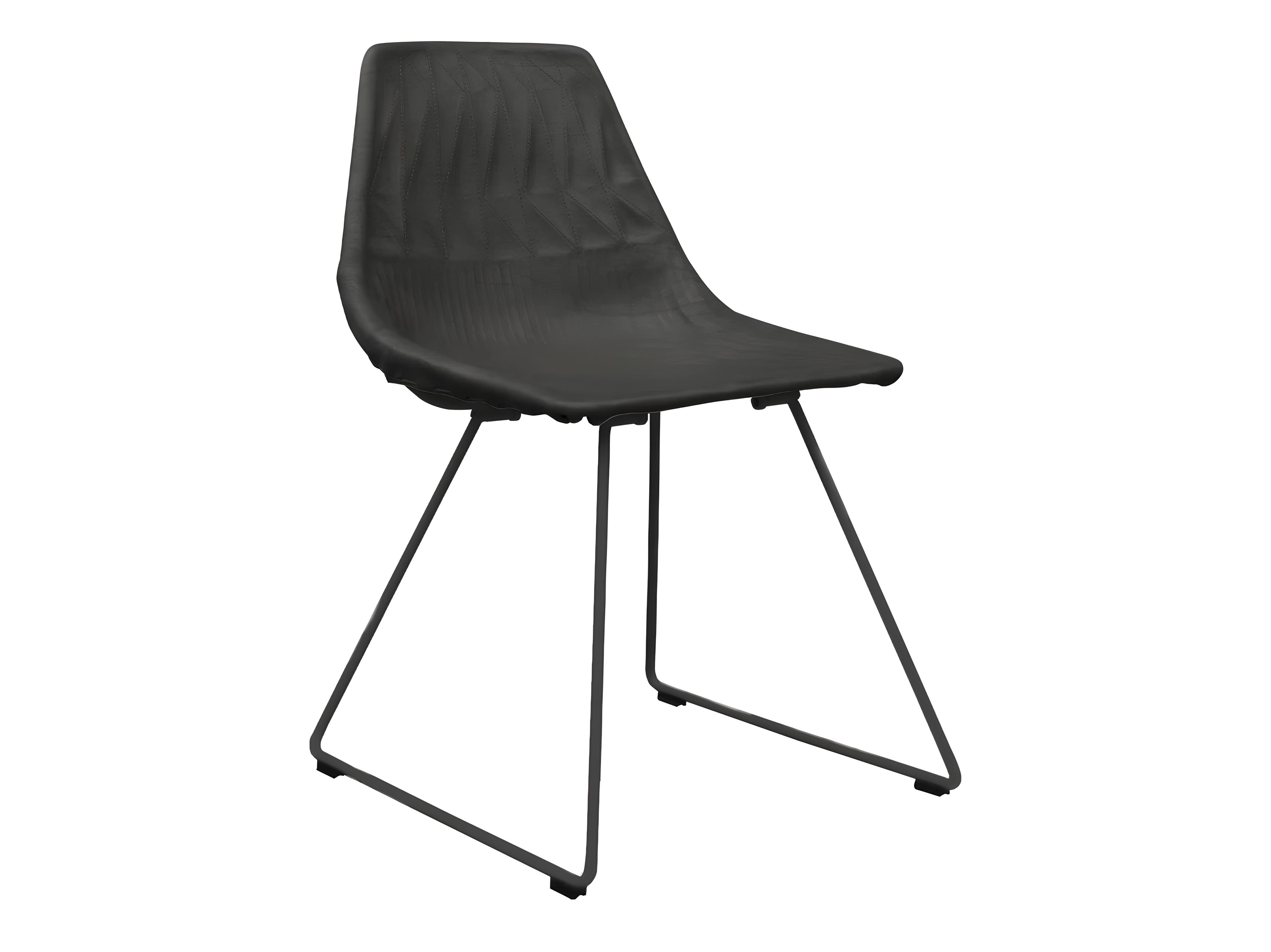 Bend Goods Outdoor Lucy Dining Chair Leather Saddle Pad in Black