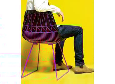 Bend Goods Outdoor Lucy Dining Chair Leather Saddle Pad in Black