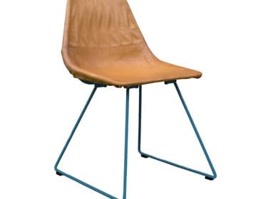 Bend Goods Outdoor Lucy Dining Chair Leather Saddle Pad in Camel