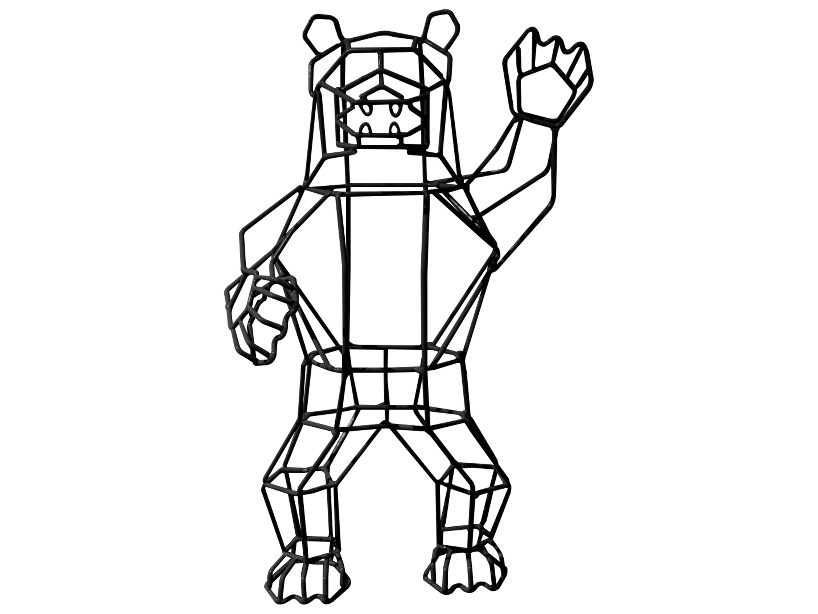 Bend Goods Outdoor Galvanized Iron Black Marching Bear Figurine