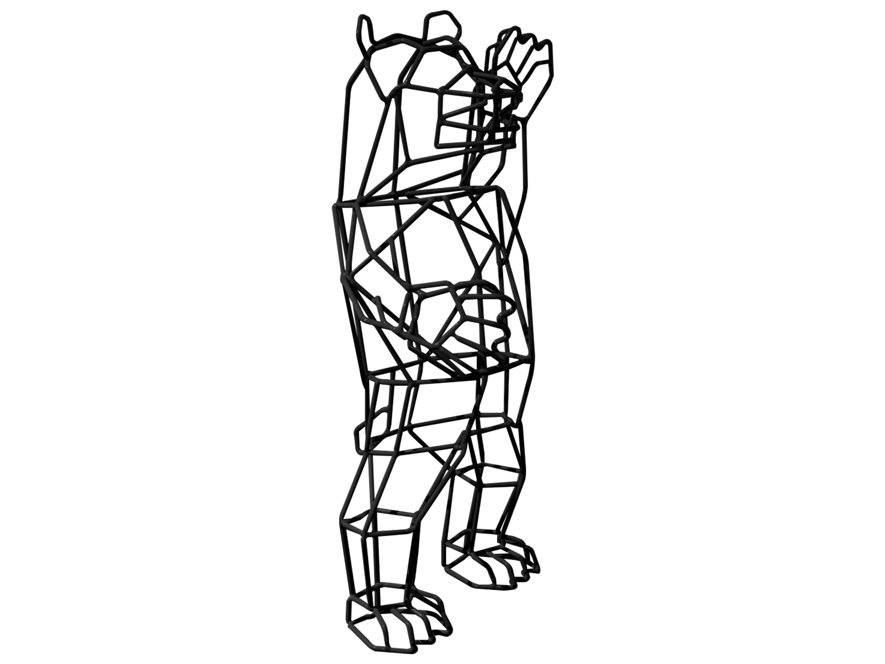 Bend Goods Outdoor Galvanized Iron Black Marching Bear Figurine