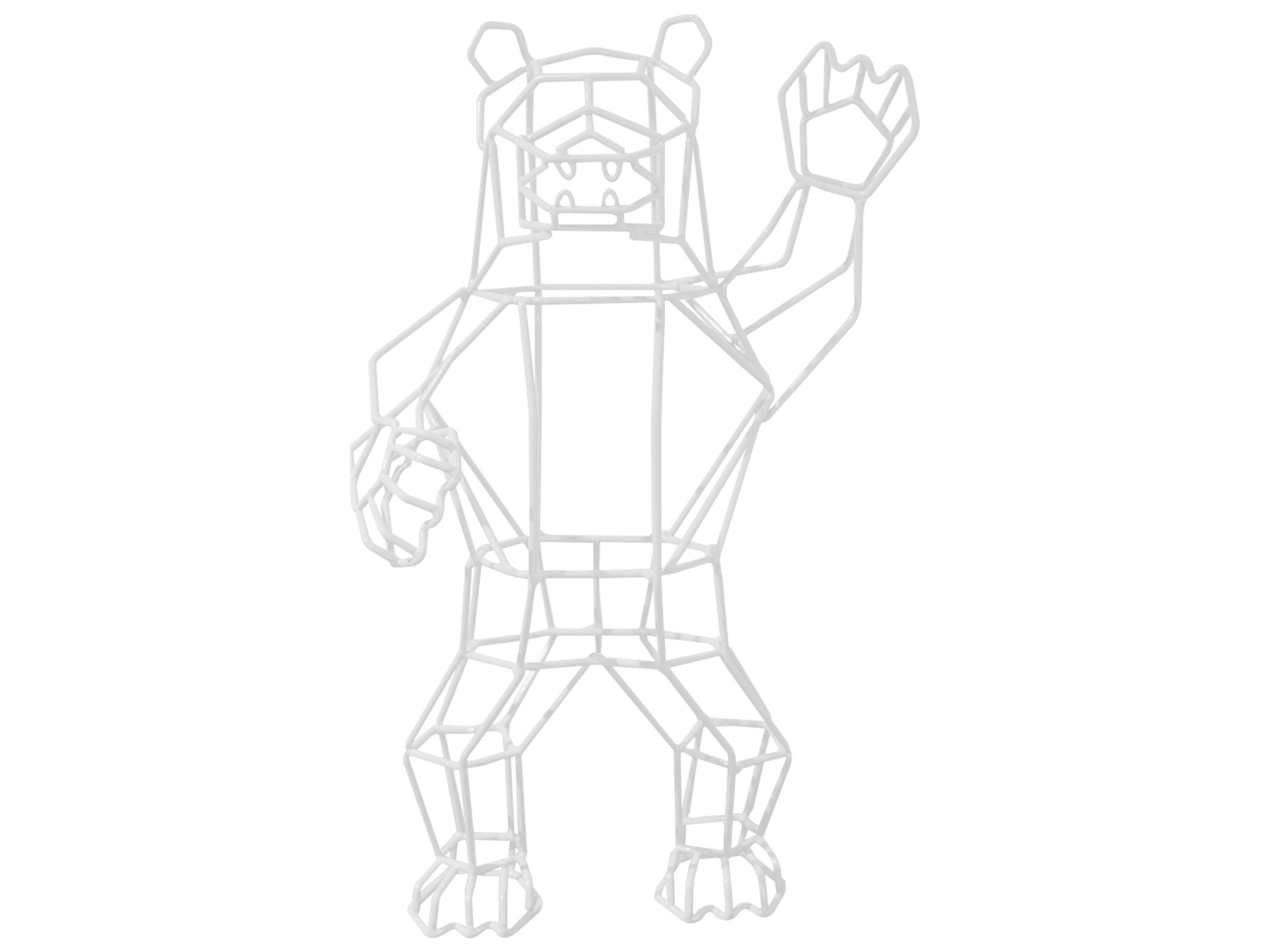 Bend Goods Outdoor Galvanized Iron White Marching Bear Figurine