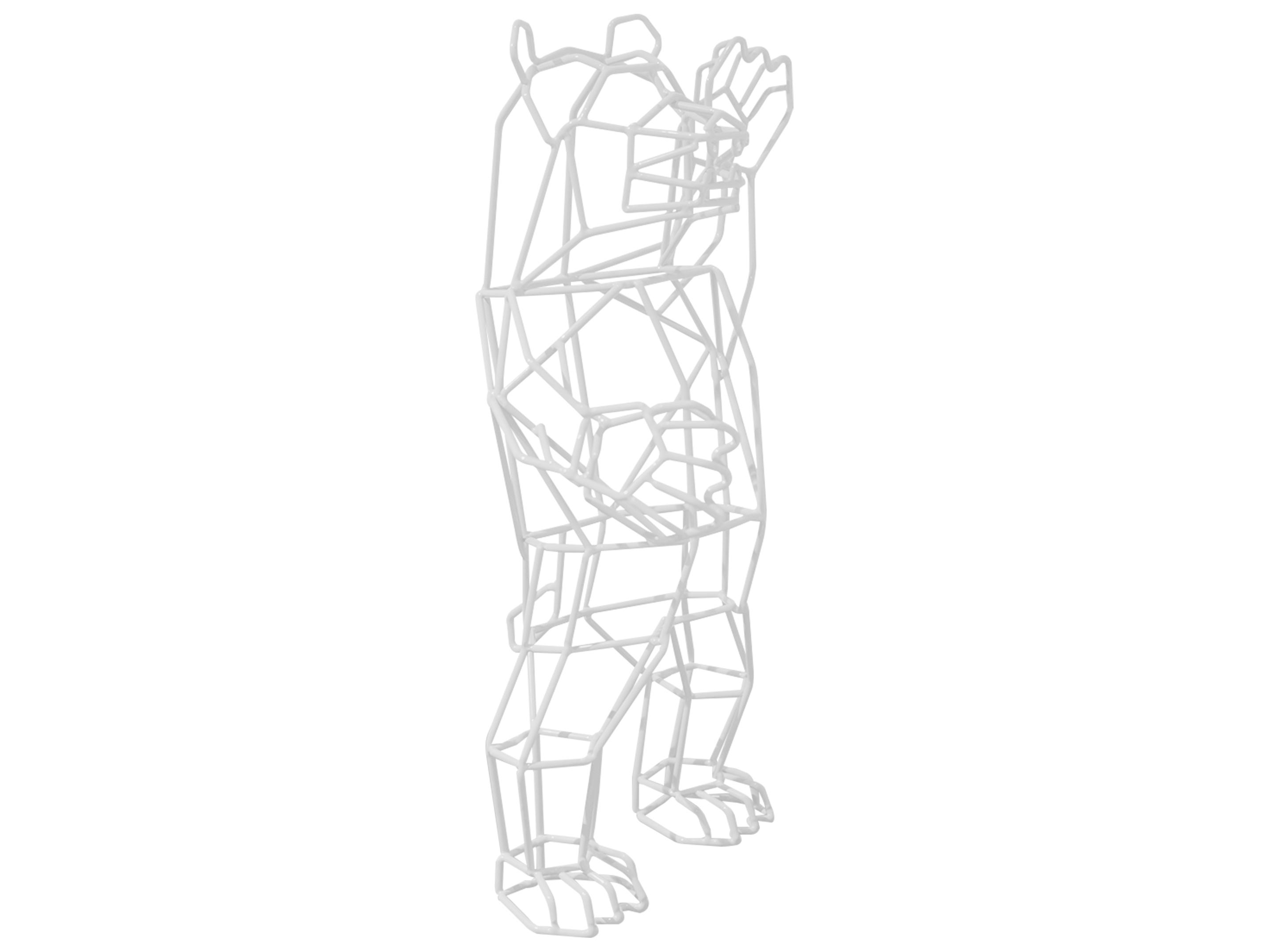 Bend Goods Outdoor Galvanized Iron White Marching Bear Figurine