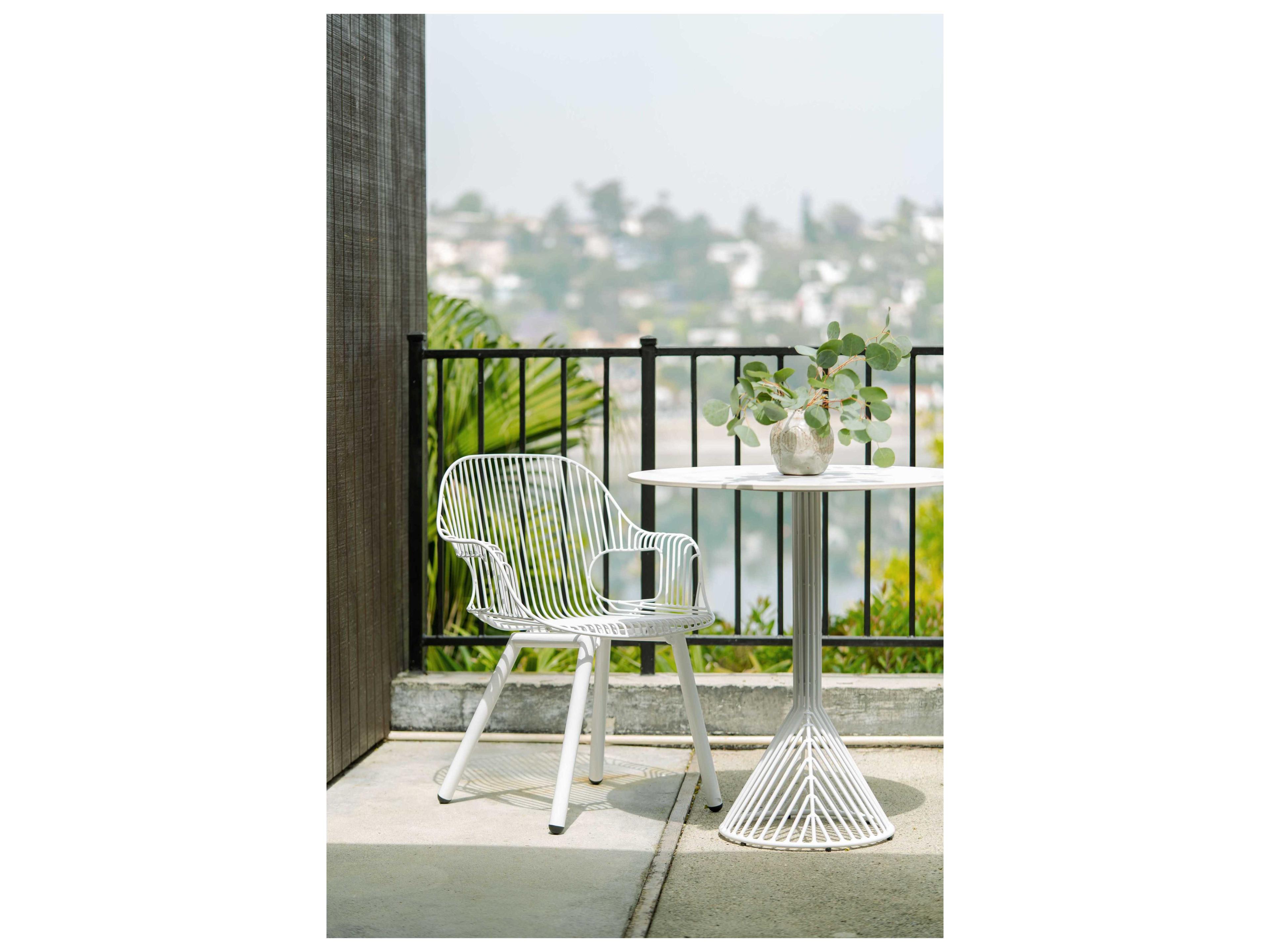 Bend Goods Outdoor Rita Steel with Galvanized Iron White Dining Arm Chair
