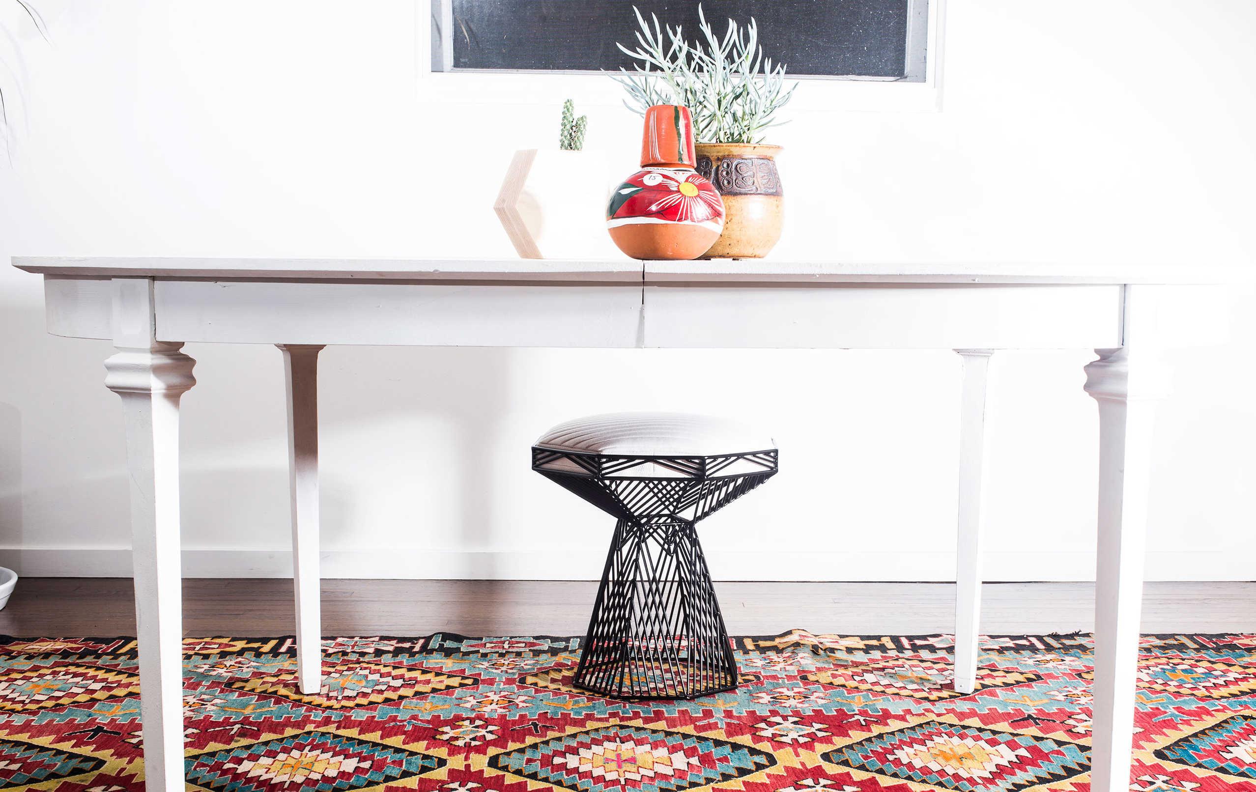 Bend Goods Outdoor Switched Galvanized Iron Black Stool / Table