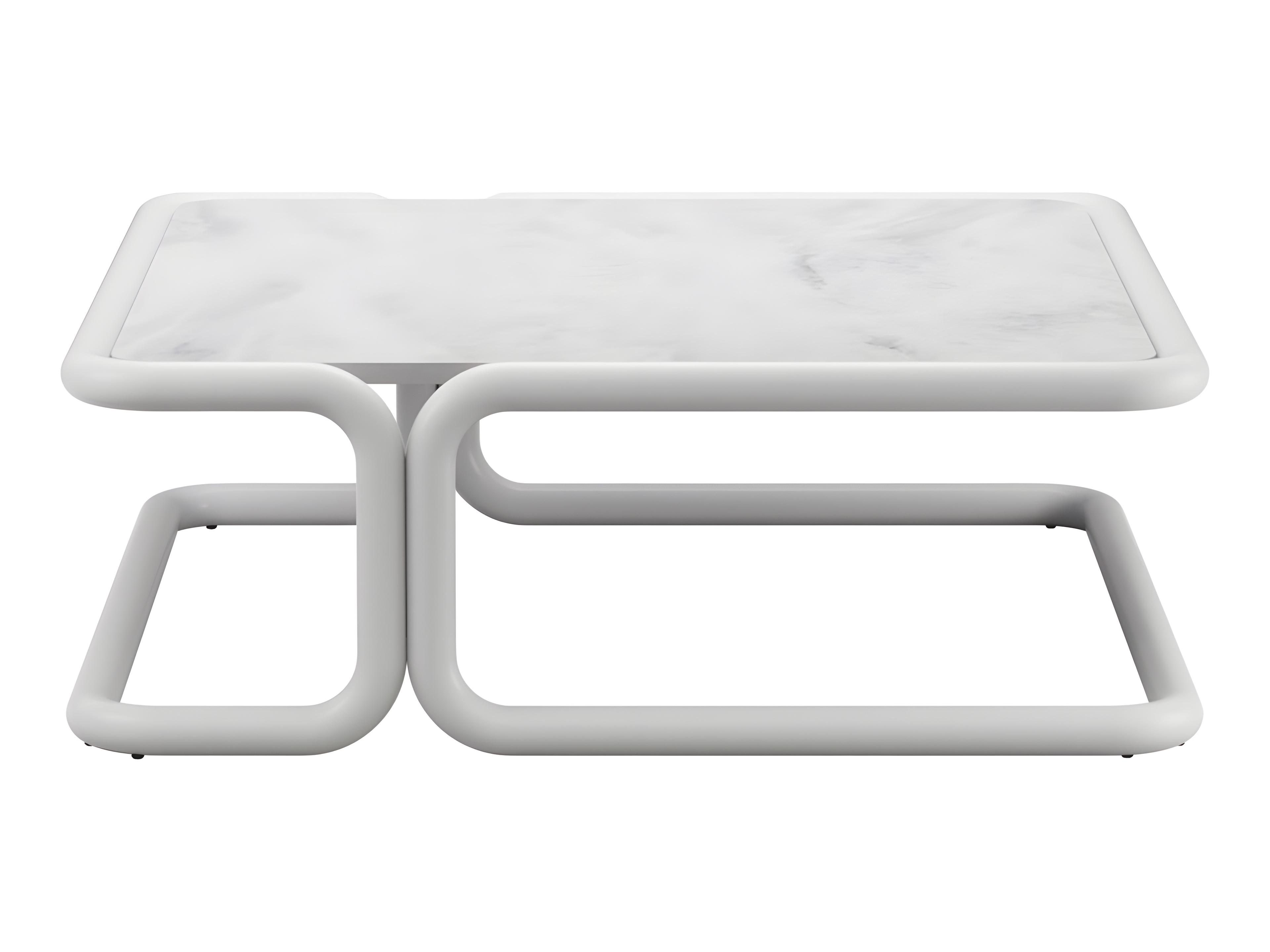 Bend Goods Outdoor Tube Aluminum 40" Square Coffee Table in White