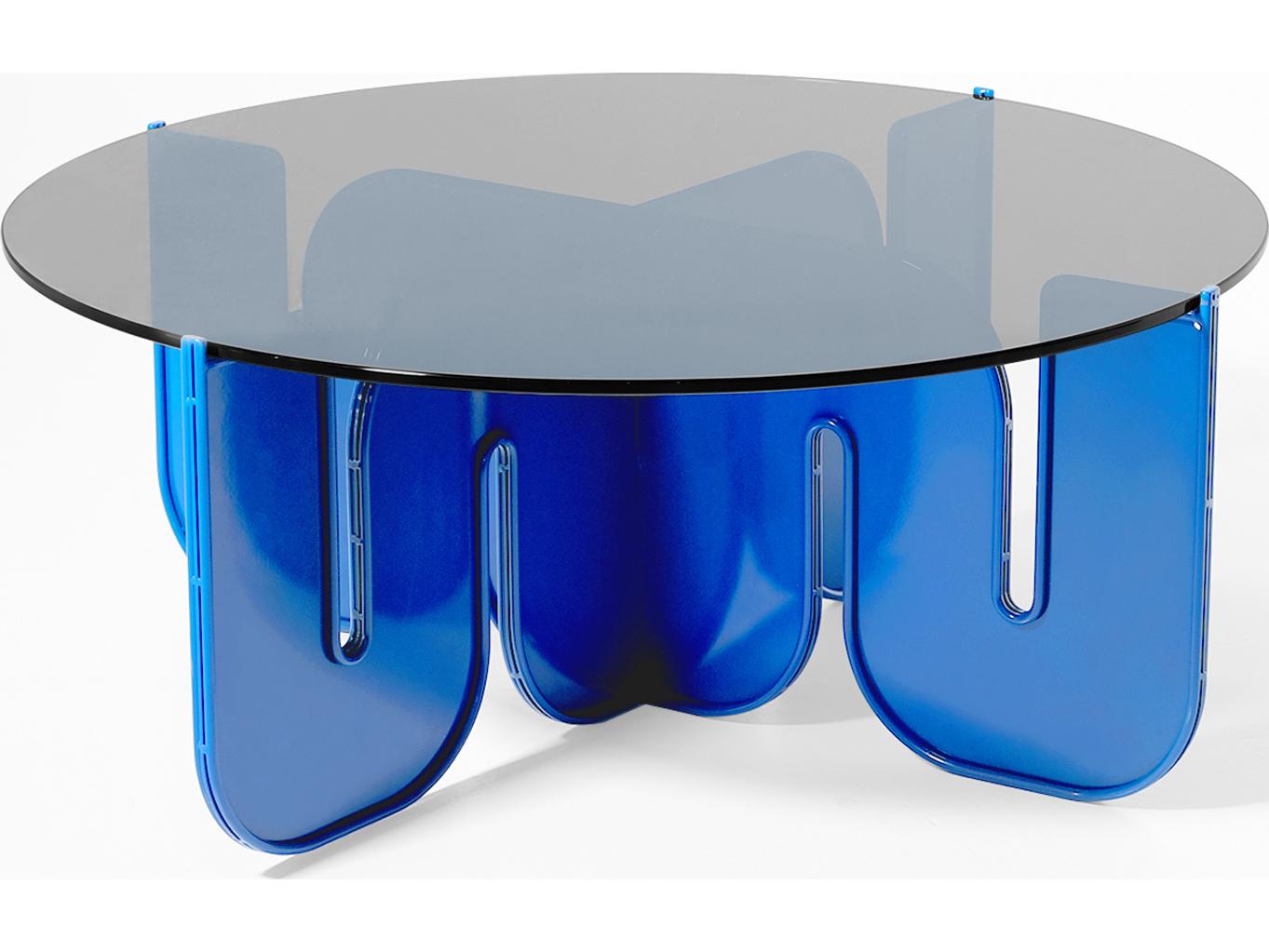 Bend Goods Outdoor Wave Resin Electric Blue Round Coffee Table