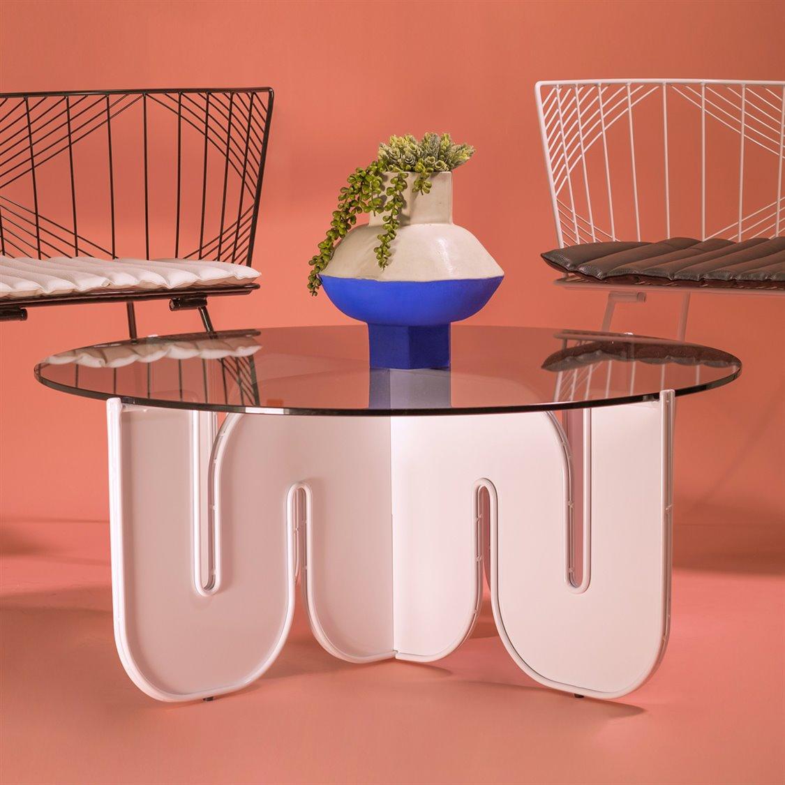 Bend Goods Outdoor Wave Resin White Round Coffee Table