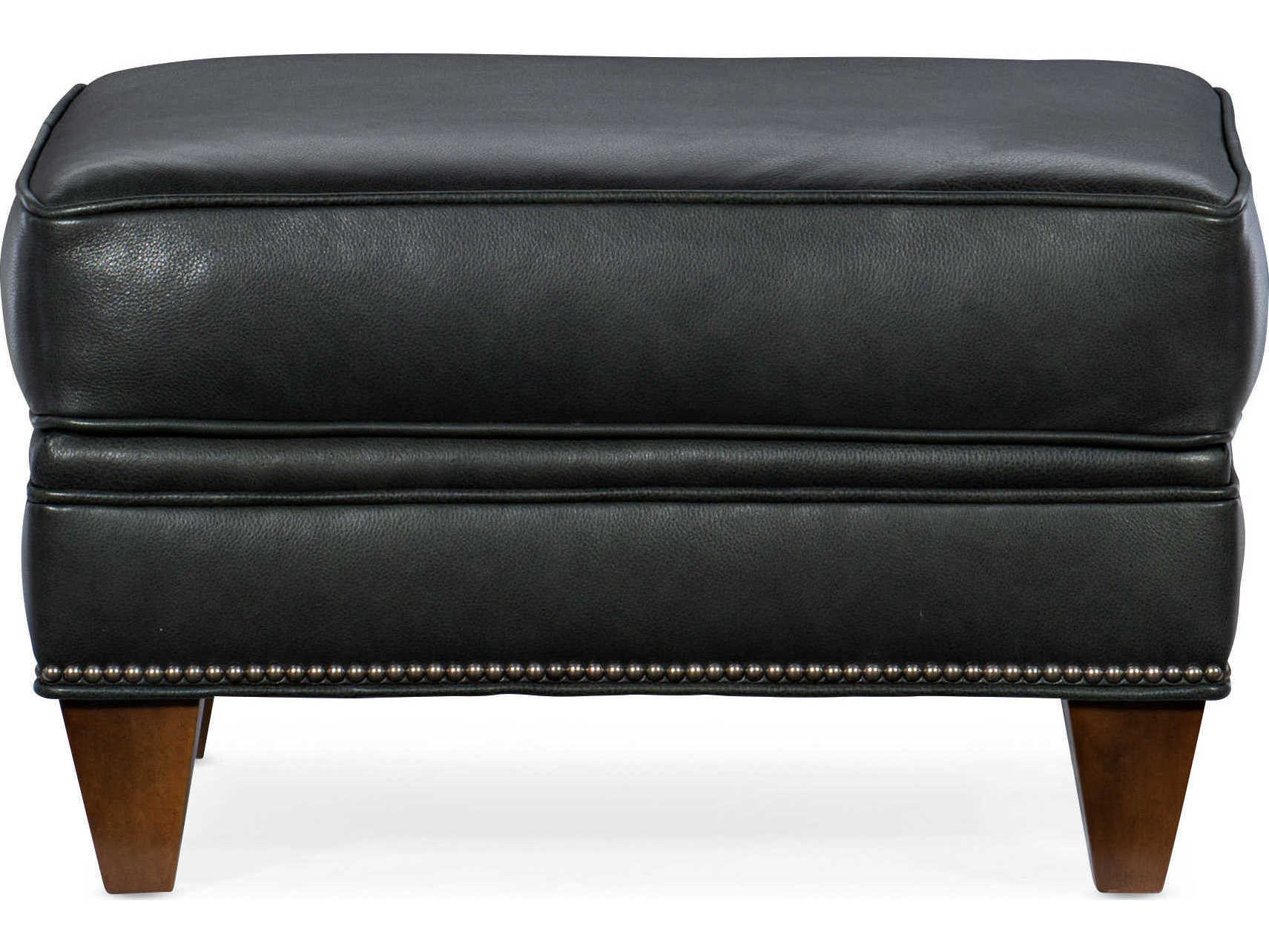 Bradington Young Reddish Leather Ottoman