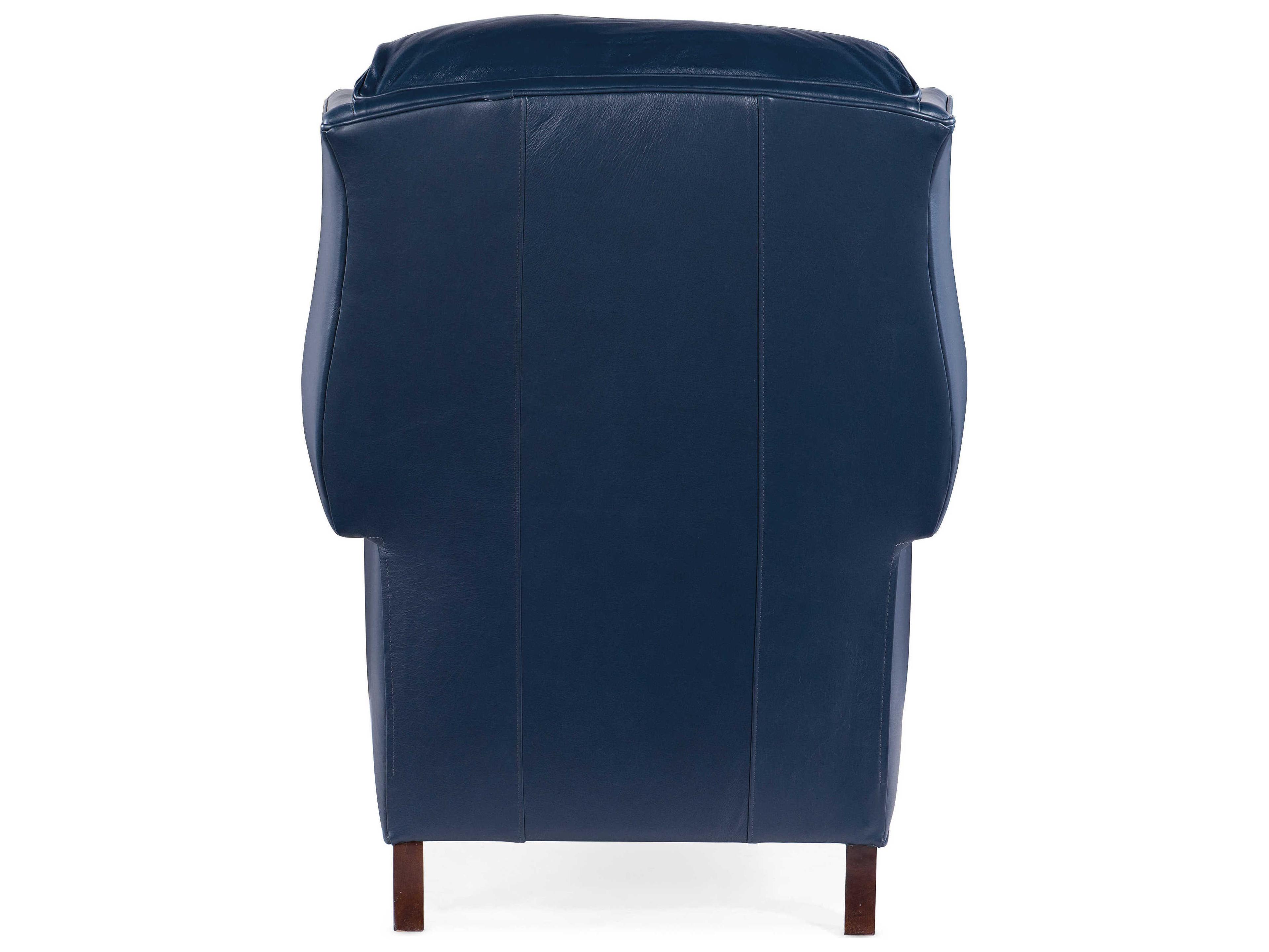 Bradington Young Chippendale Navy Blue Leather Recliner