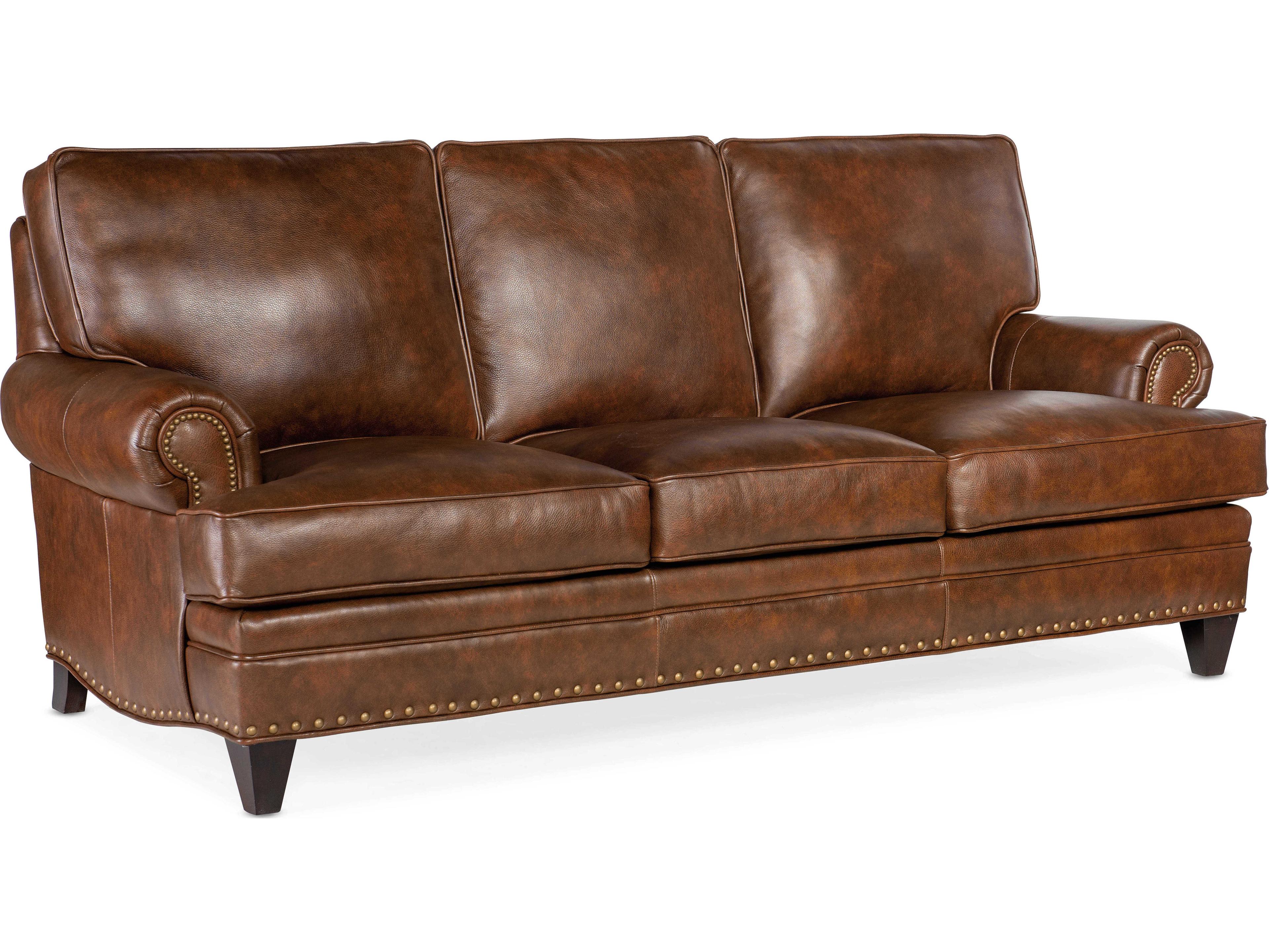 Bradington Young Carrado Cognac Brown Leather Sofa