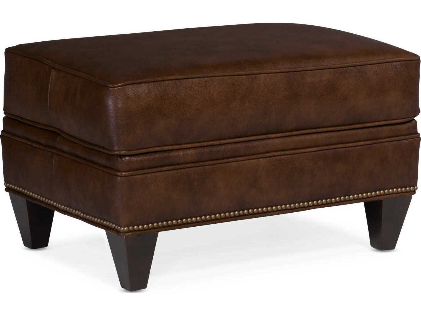 Bradington Young Carrado Cognac Brown Leather Ottoman