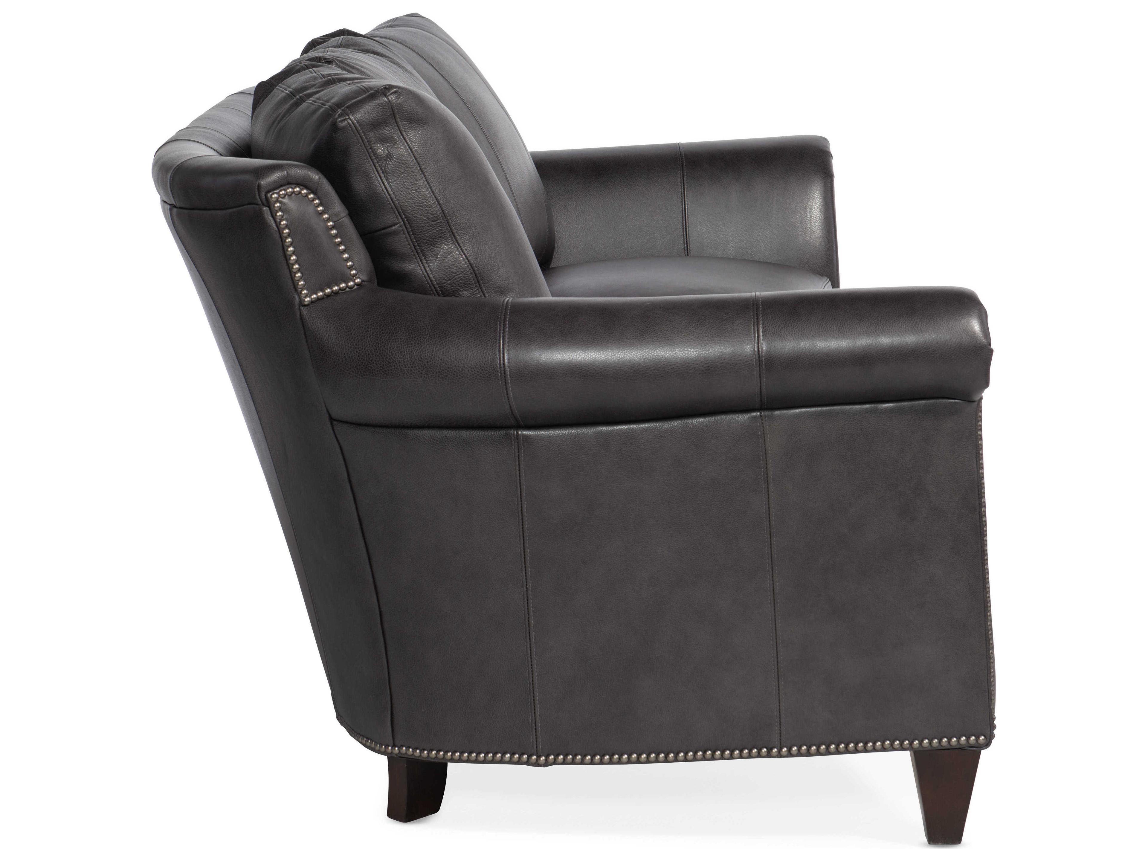 Bradington Young Richardson Charcoal Black Leather Sofa