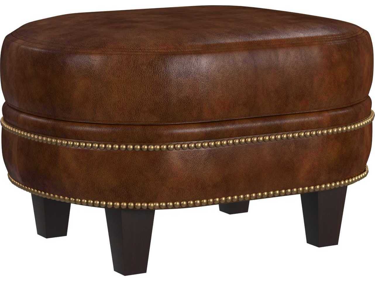 Bradington Young Richardson Cognac Brown Leather Ottoman