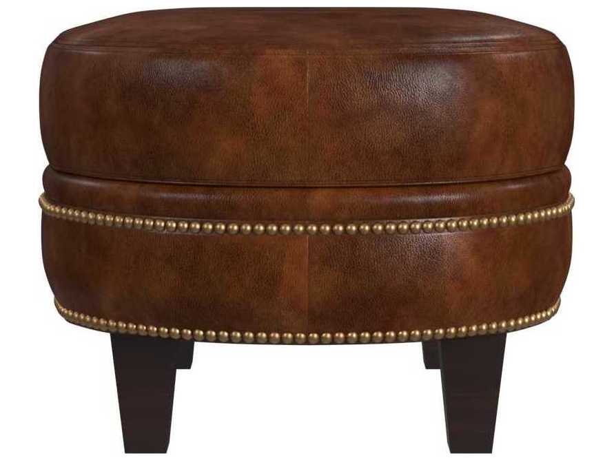 Bradington Young Richardson Cognac Brown Leather Ottoman