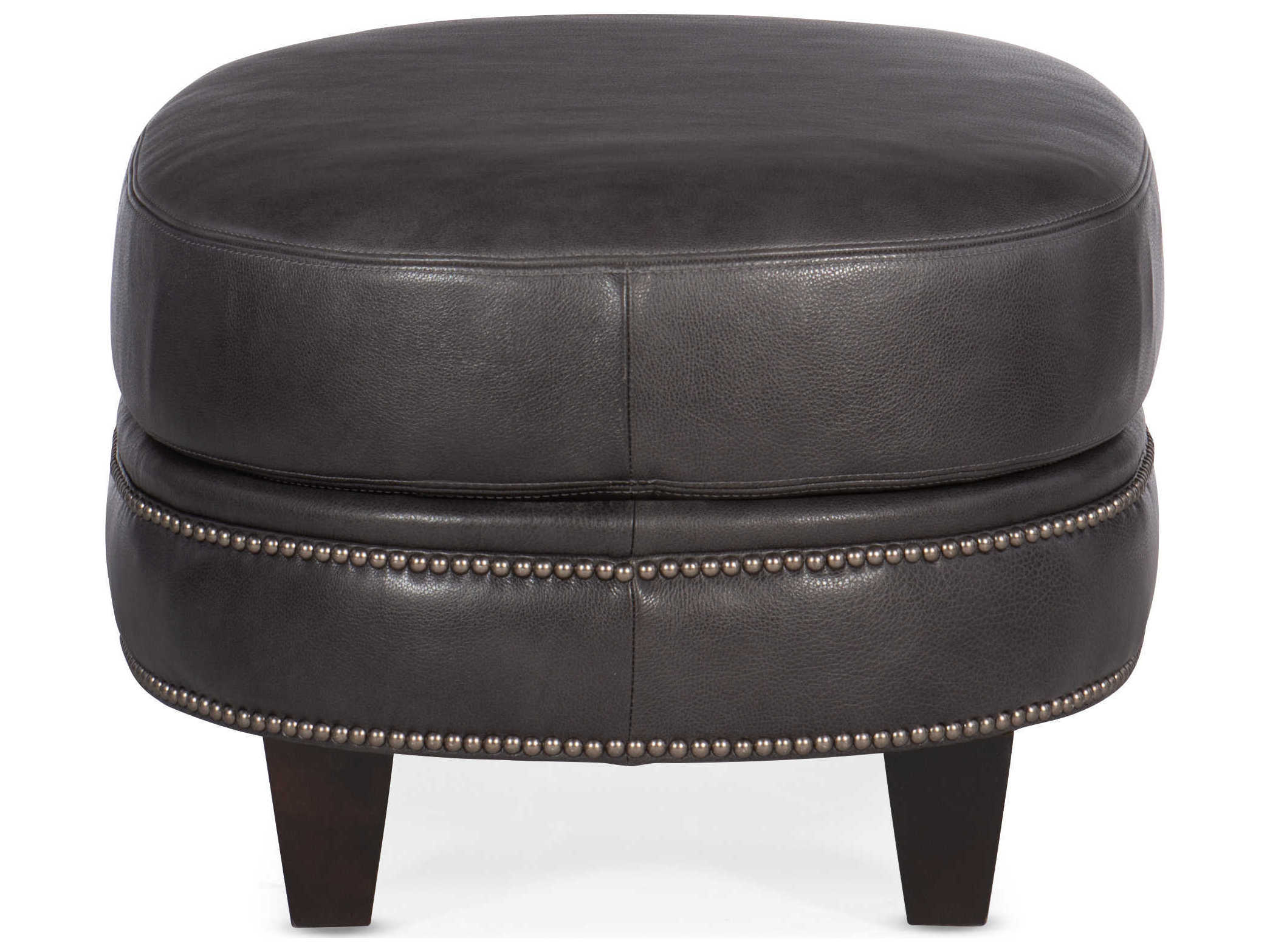 Bradington Young Richardson Charcoal Black Leather Ottoman