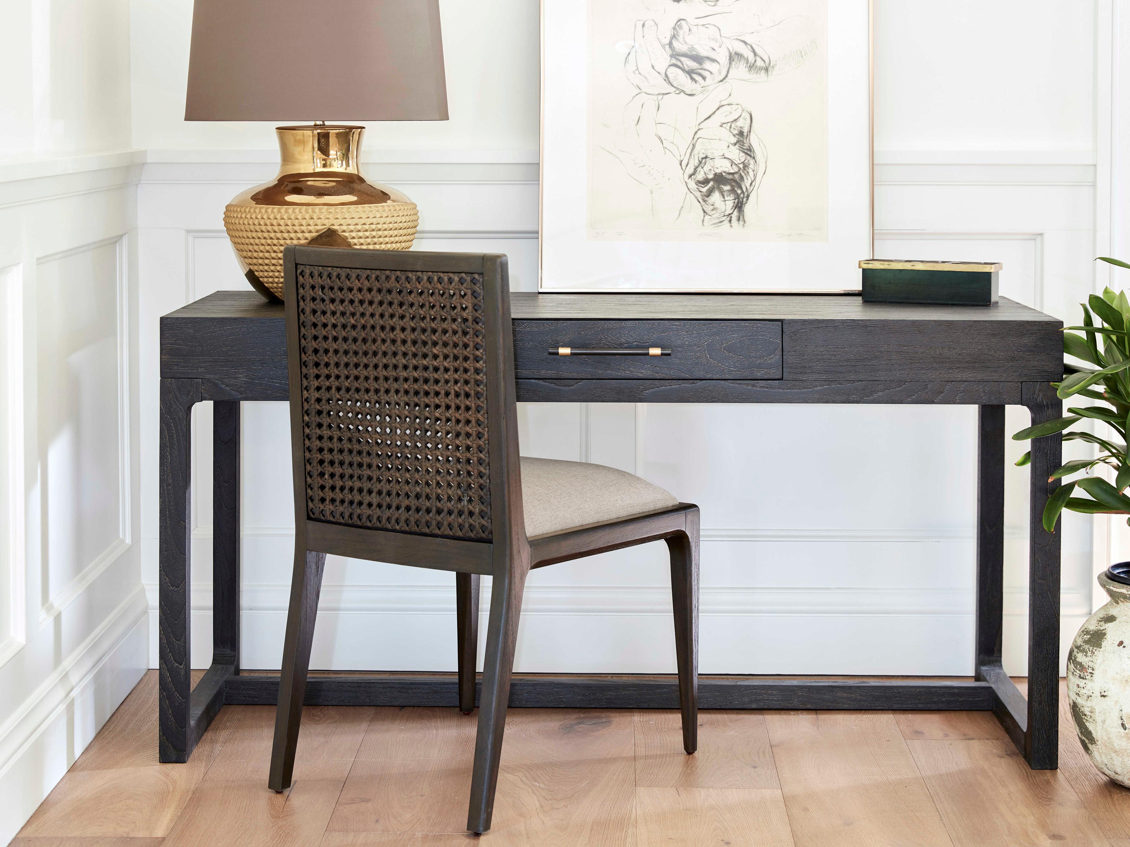 Brownstone Asher Mink Brown Teak Wood Secretary Desk