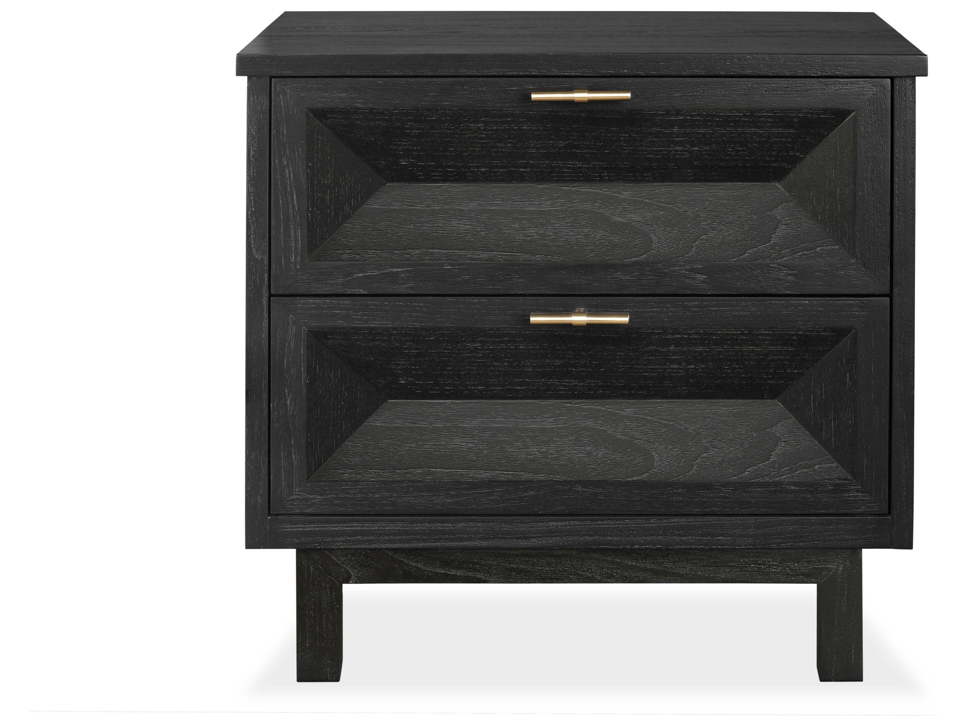 Brownstone Chambers 2-Drawers Black Teak Wood Nightstand