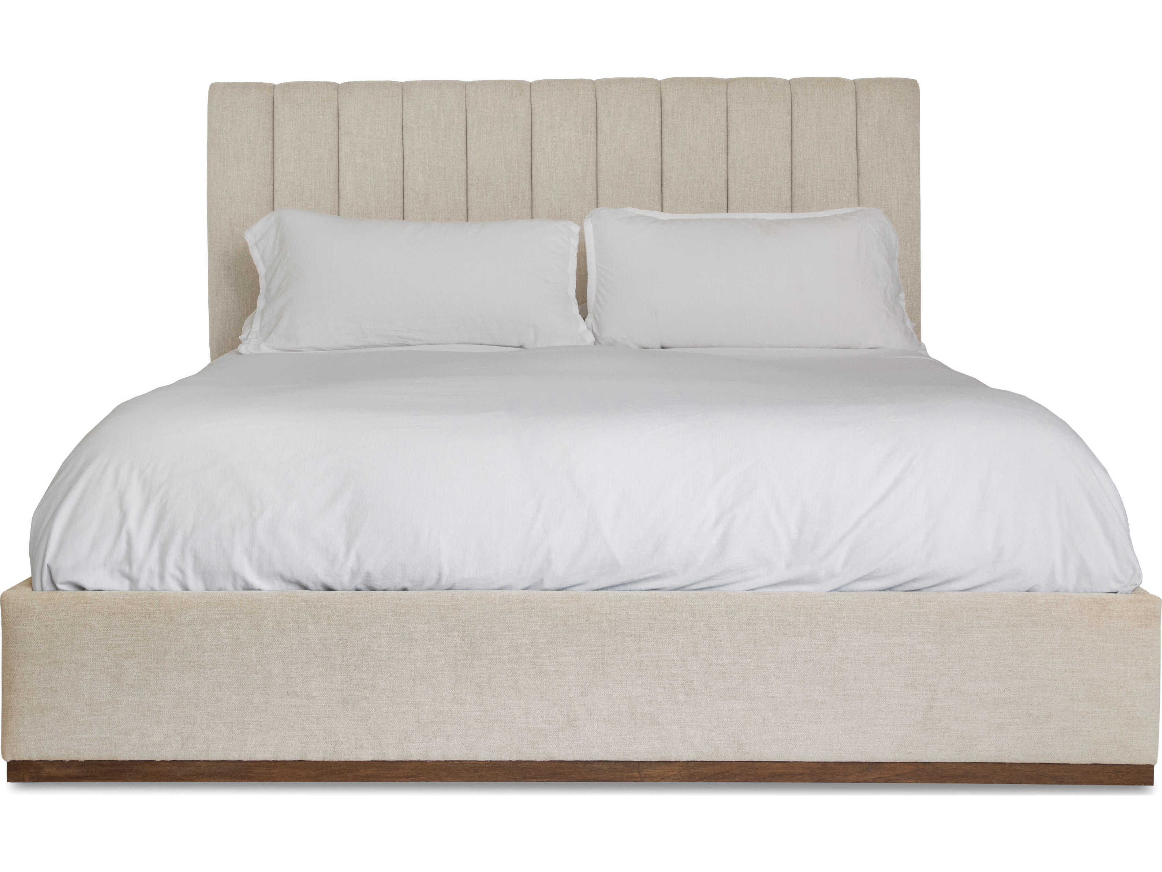 Brownstone Clarke Beach Nutmeg Plinth Brown Teak Wood Upholstered California King Platform Bed