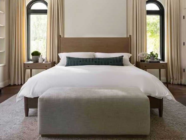 Brownstone Calvin Fawn Brown Teak Wood Queen Platform Bed