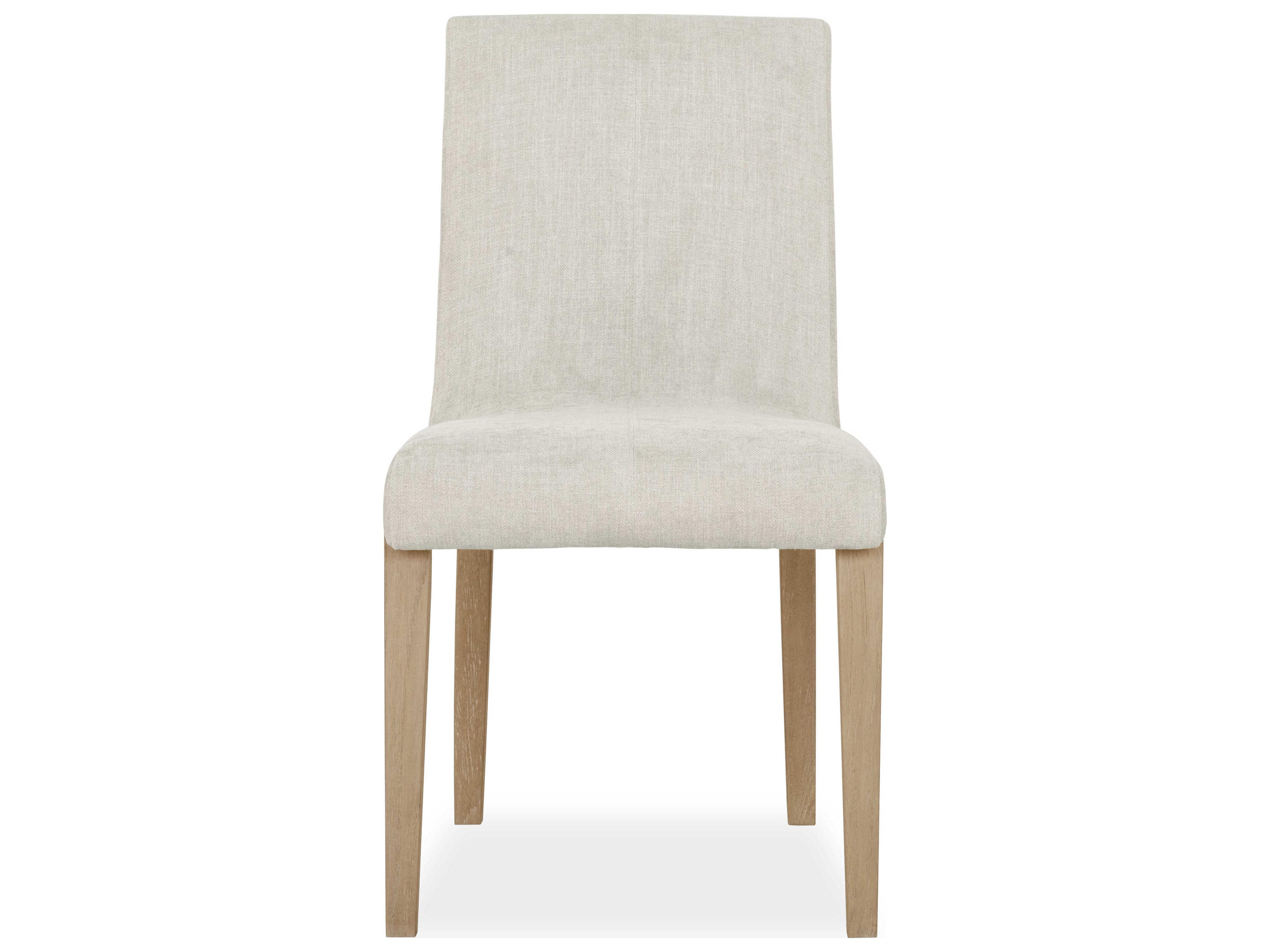 Brownstone Cavallini Teak Wood White Upholstered Side Dining Chair