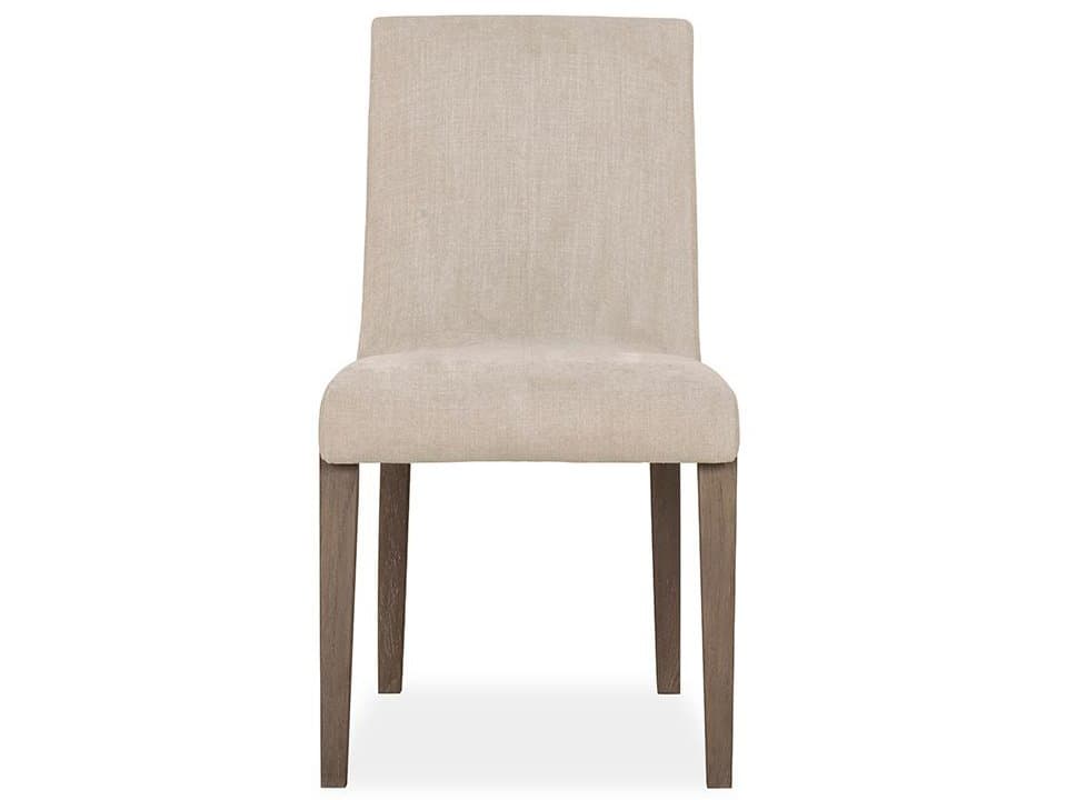 Brownstone Cavallini Teak Wood Gray Upholstered Side Dining Chair