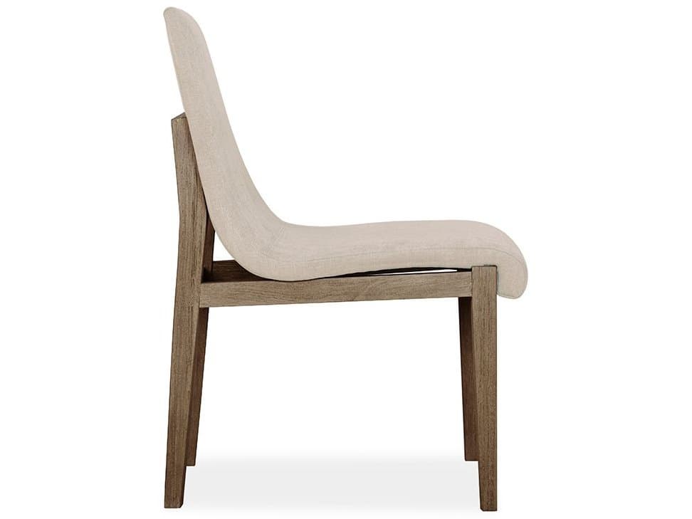 Brownstone Cavallini Teak Wood Gray Upholstered Side Dining Chair