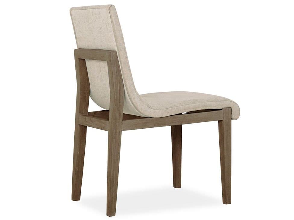 Brownstone Cavallini Teak Wood Gray Upholstered Side Dining Chair