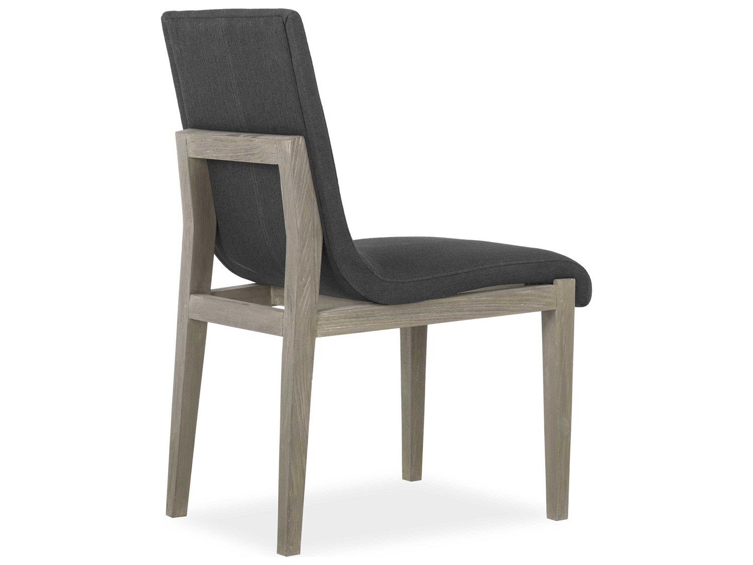 Brownstone Cavallini Teak Wood Gray Upholstered Side Dining Chair