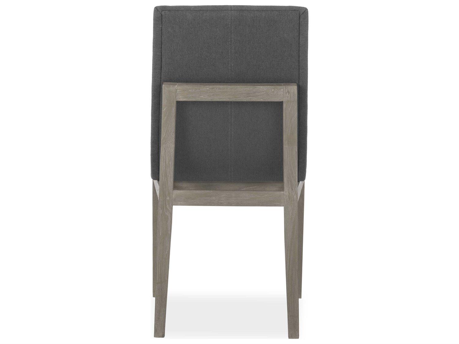 Brownstone Cavallini Teak Wood Gray Upholstered Side Dining Chair