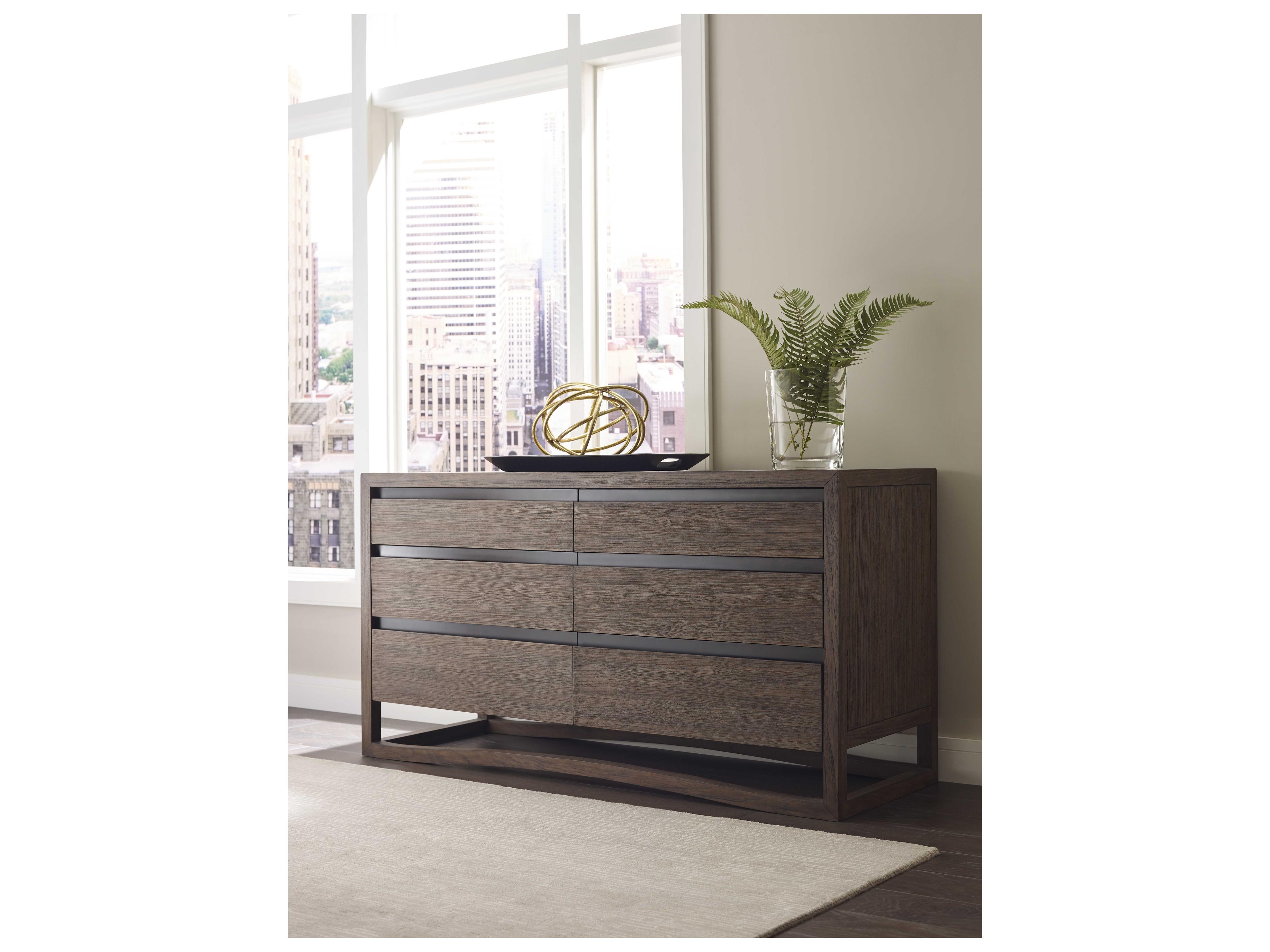 Brownstone Dalton 6-Drawers Brown Teak Wood Double Dresser