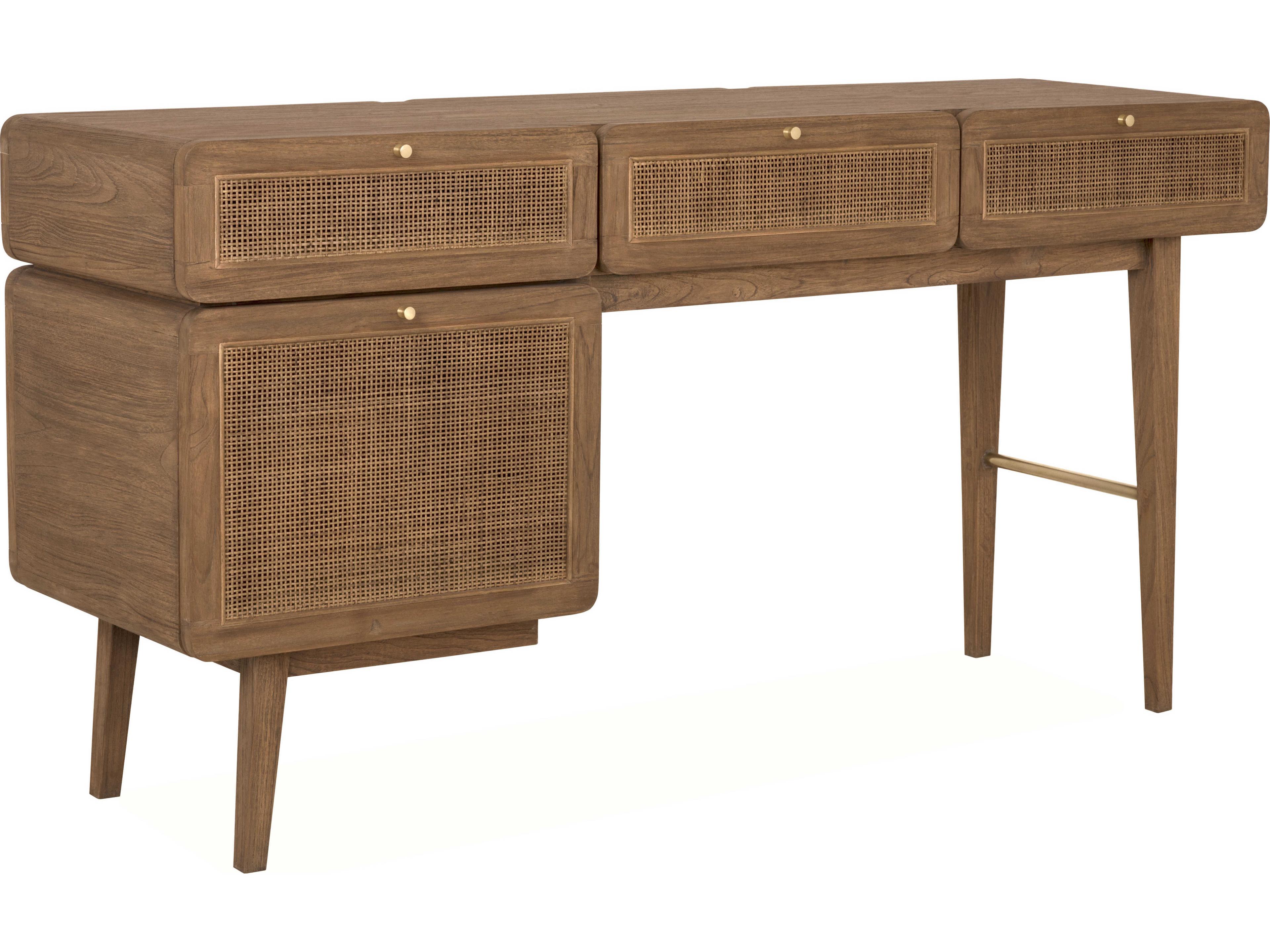 Brownstone Eaton Praline Brown Teak Wood Secretary Desk