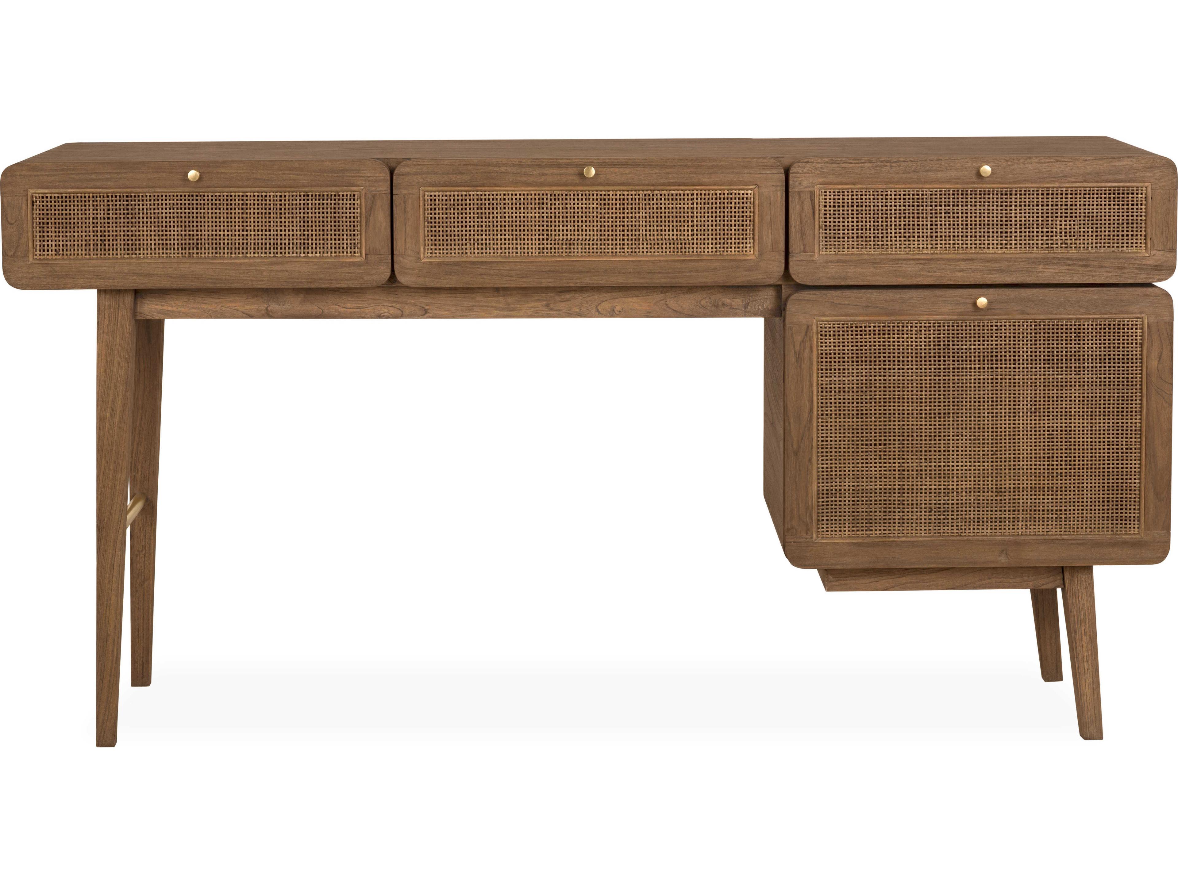 Brownstone Eaton Praline Brown Teak Wood Secretary Desk